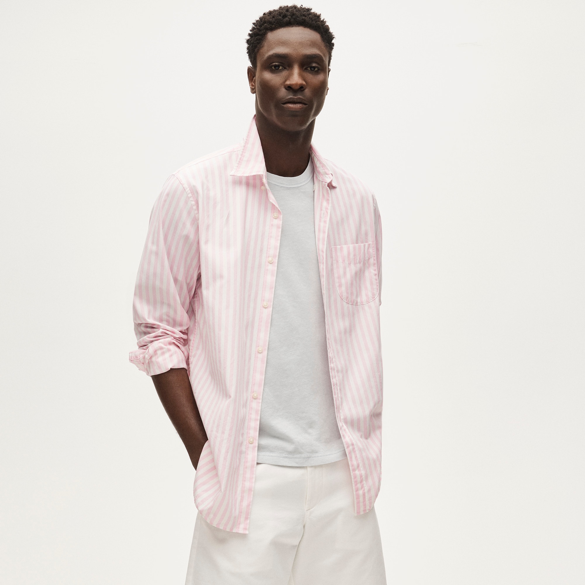Poplin shirt with button-down collar