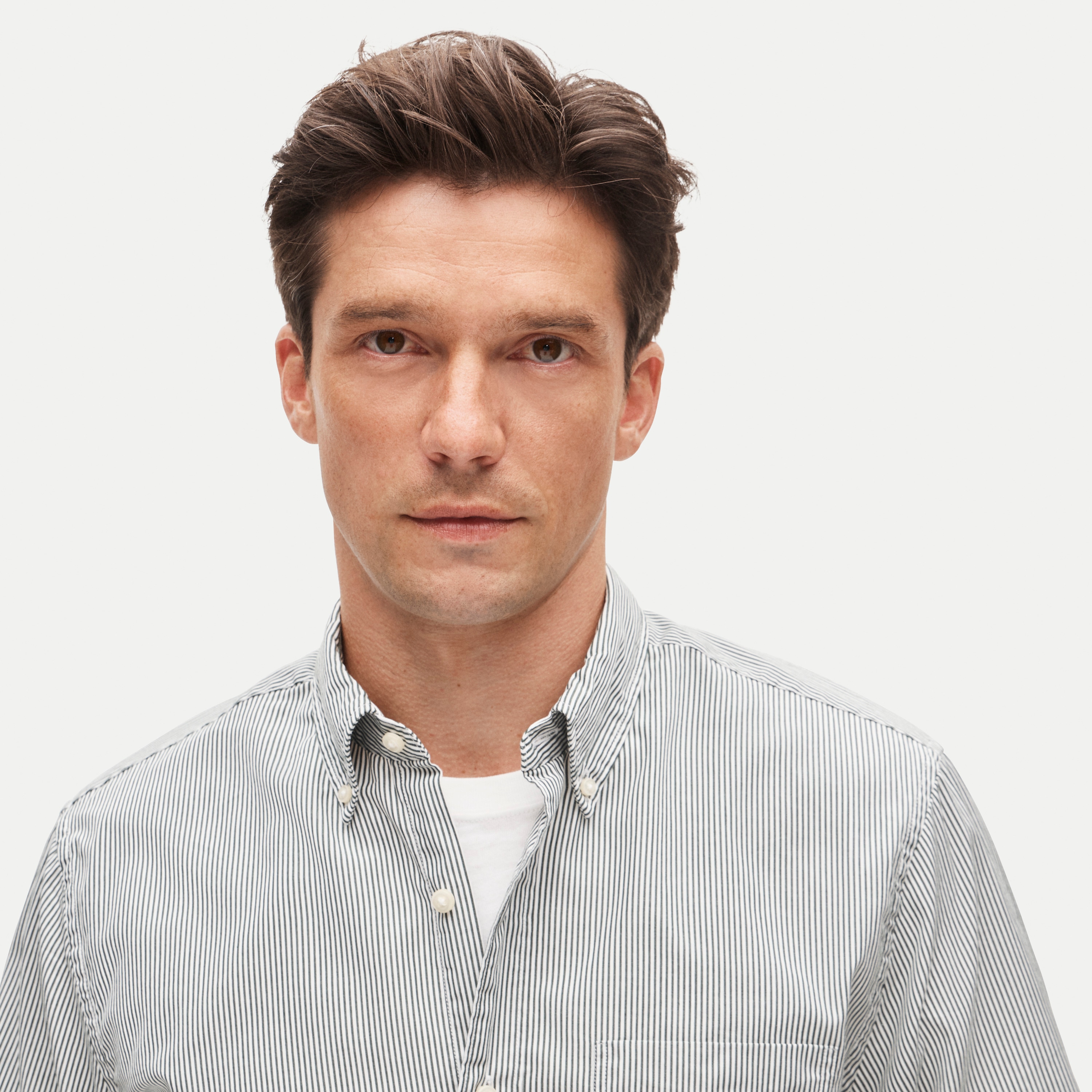 Poplin shirt with button-down collar