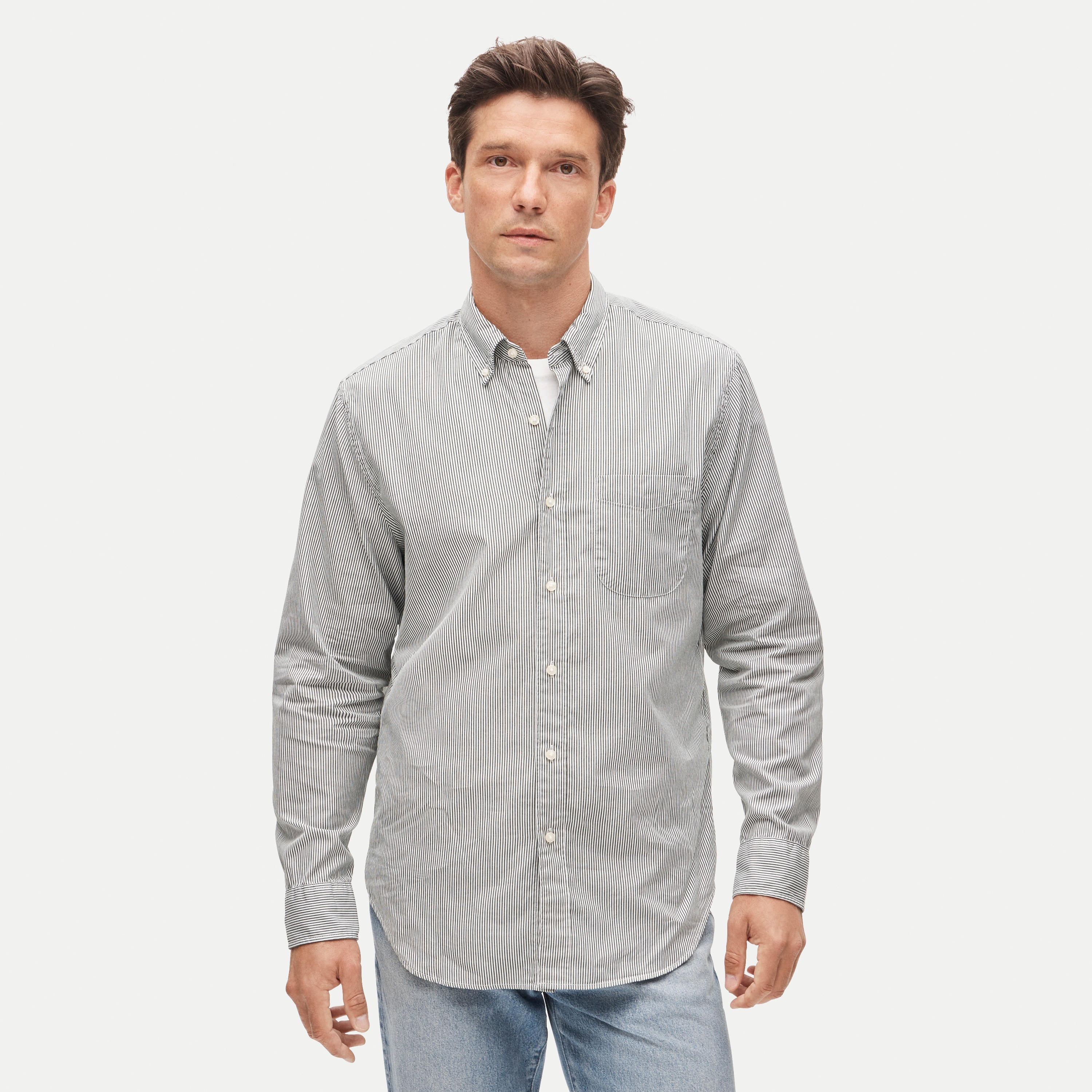 Poplin shirt with button-down collar