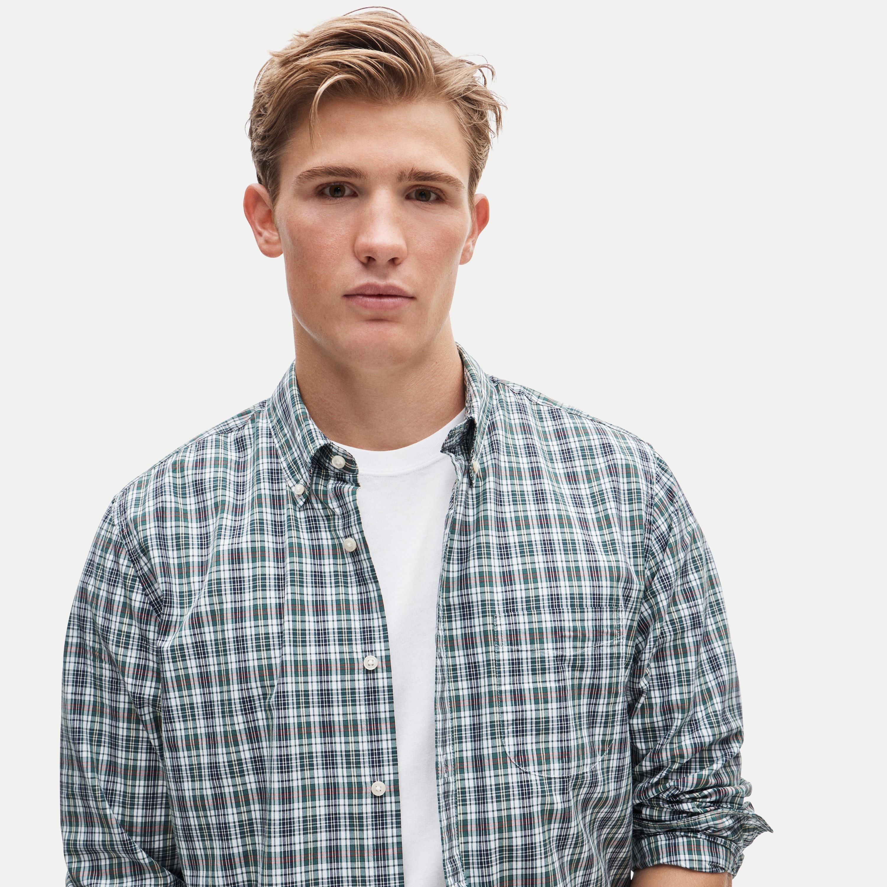 Poplin shirt with button-down collar