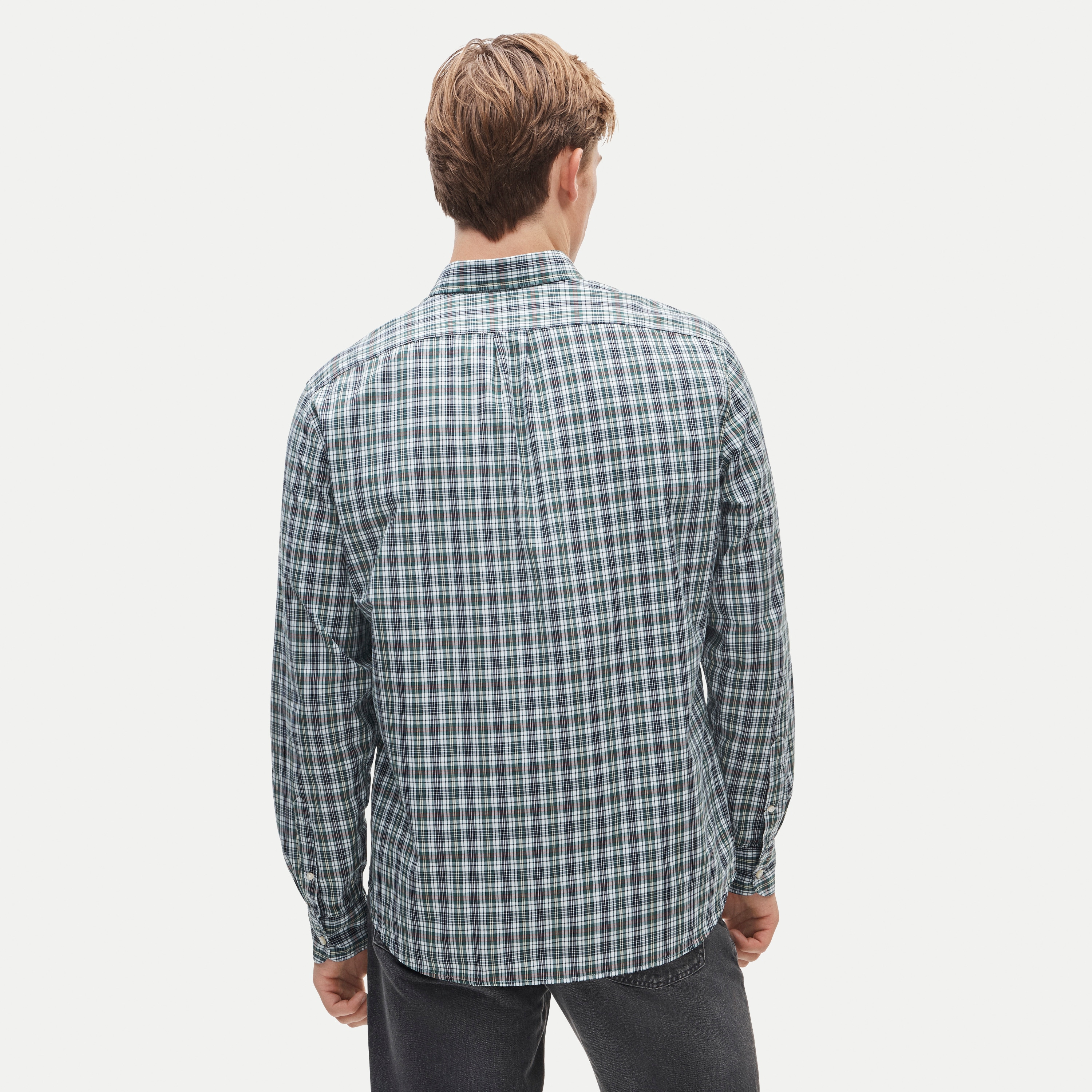 Poplin shirt with button-down collar