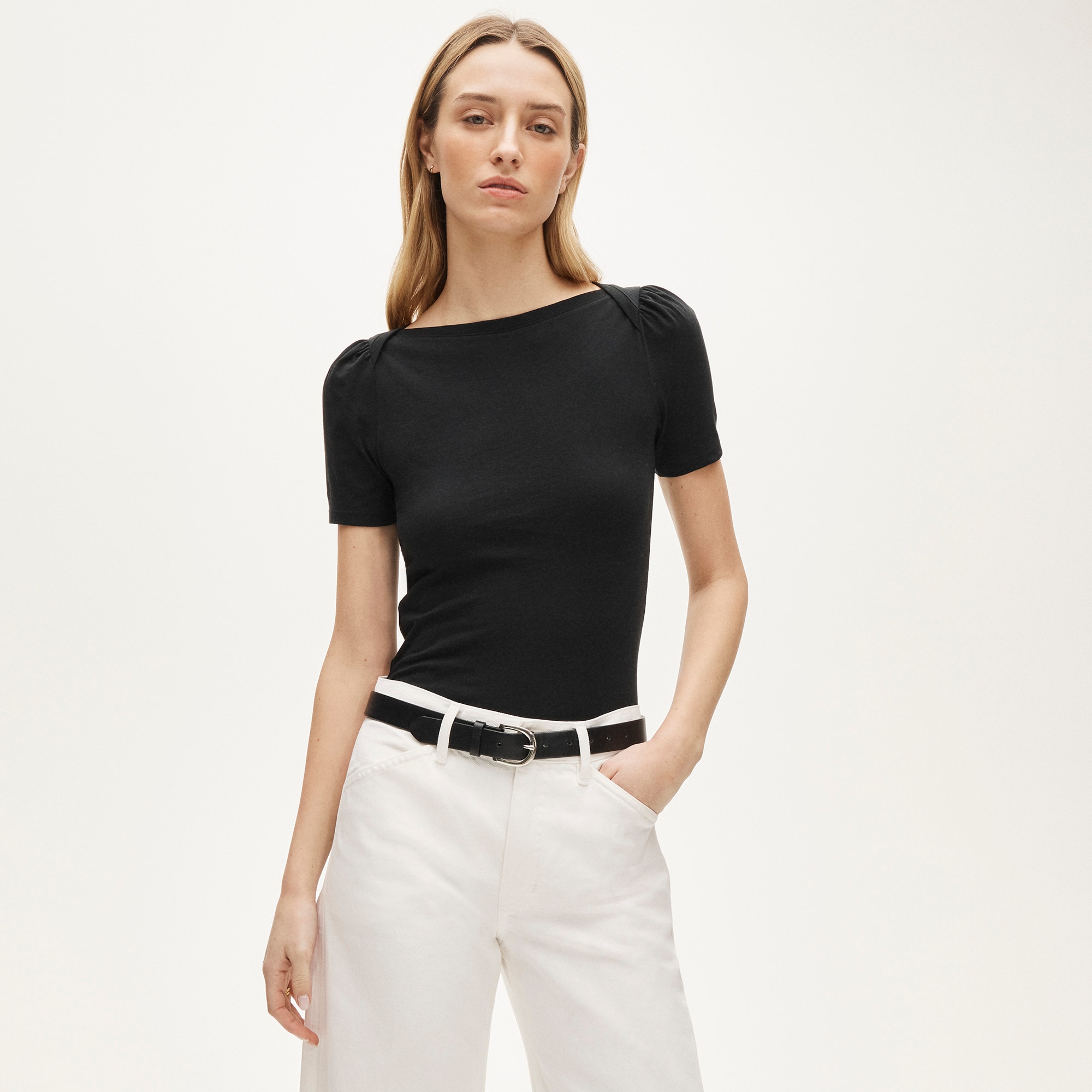 Vintage jersey puff-sleeve T-shirt - image 4