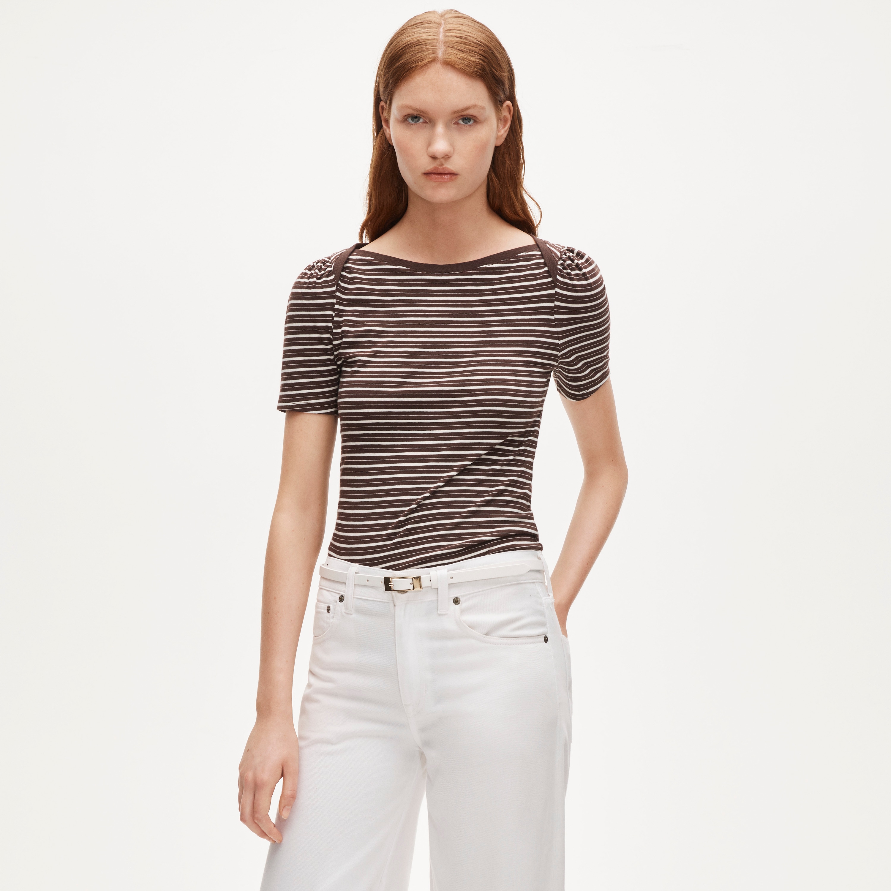 Vintage jersey puff-sleeve T-shirt in stripe