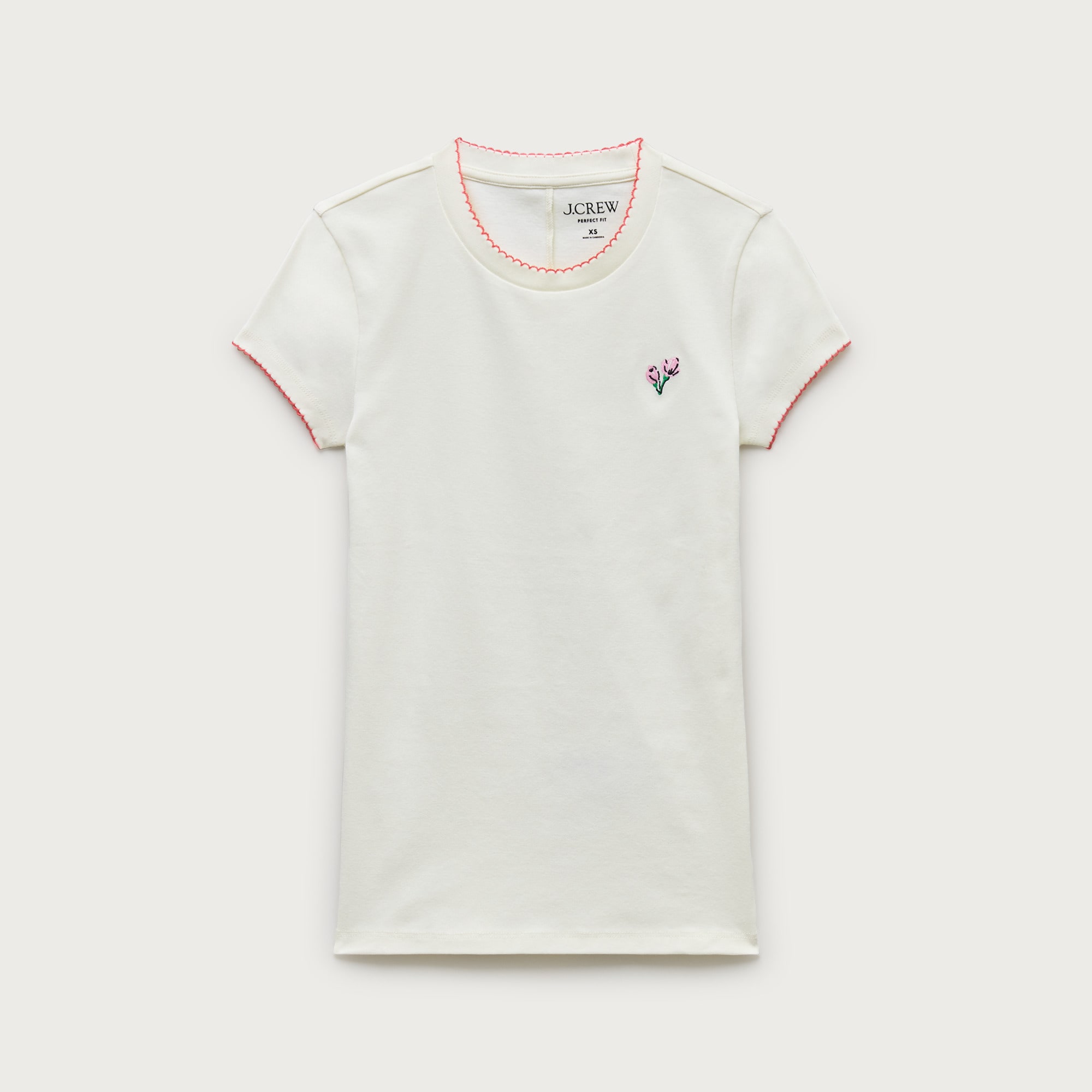 Perfect-fit crewneck T-shirt with flower embroidery from J.Crew - $29.50