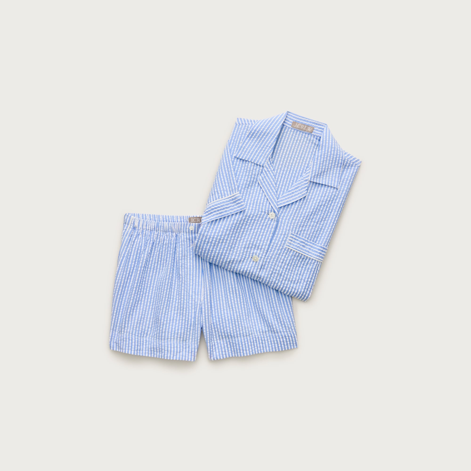 Short-sleeve pajama short set in seersucker from J.Crew - $118