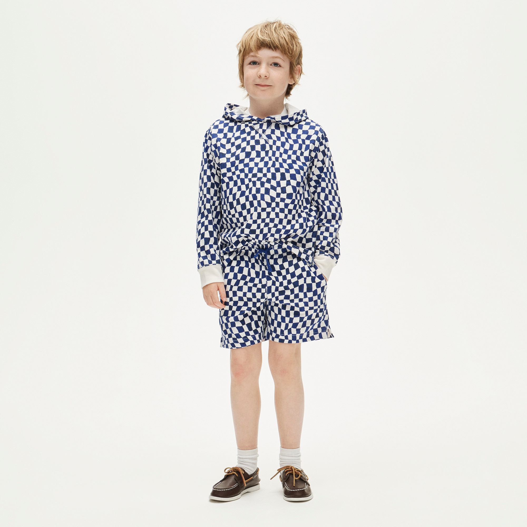 Kids' lightweight cotton pull-on short in checkerboard