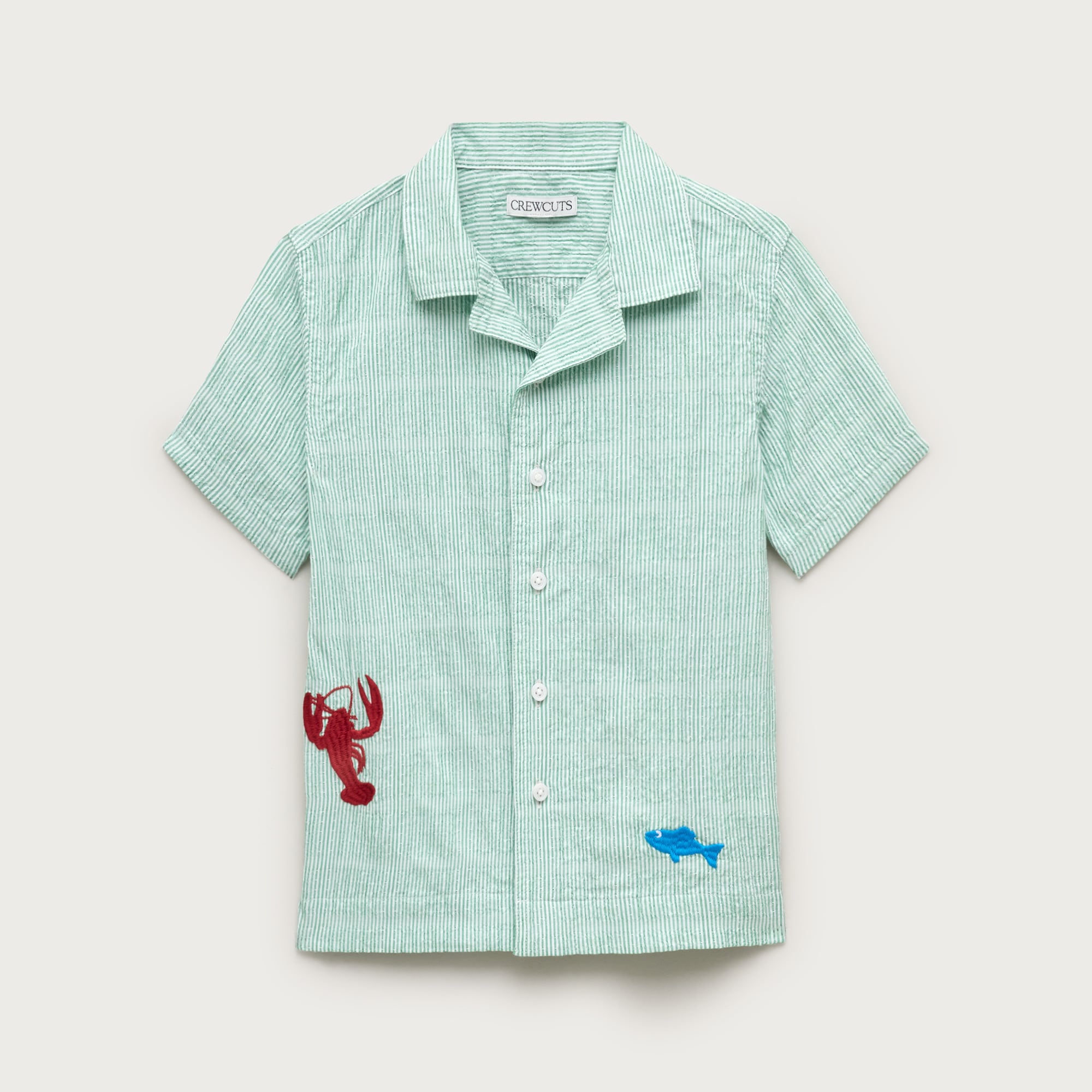 Kids' short-sleeve seersucker button-up shirt with embroidery from J.Crew - $59.50