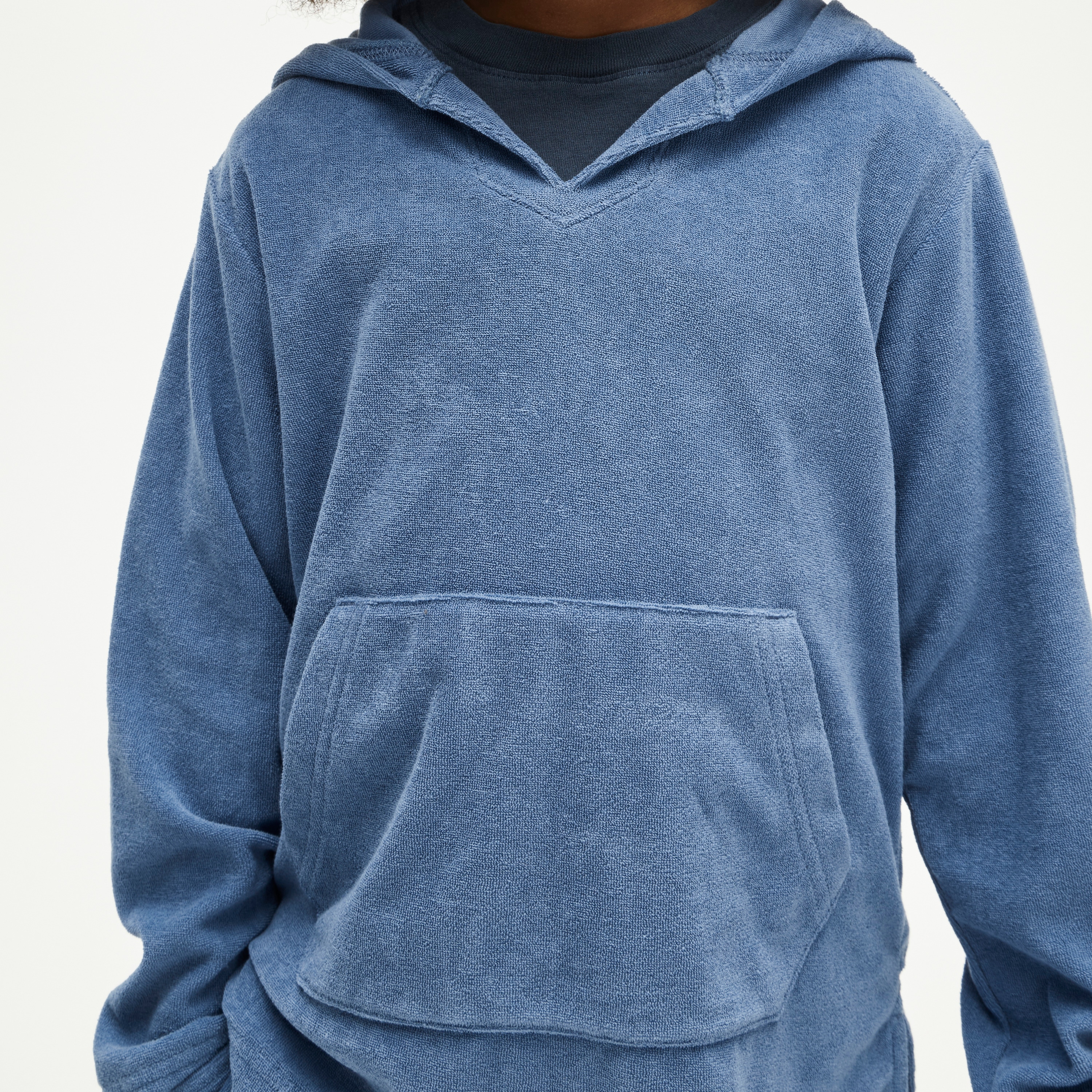 Kids' hooded pullover in towel terry