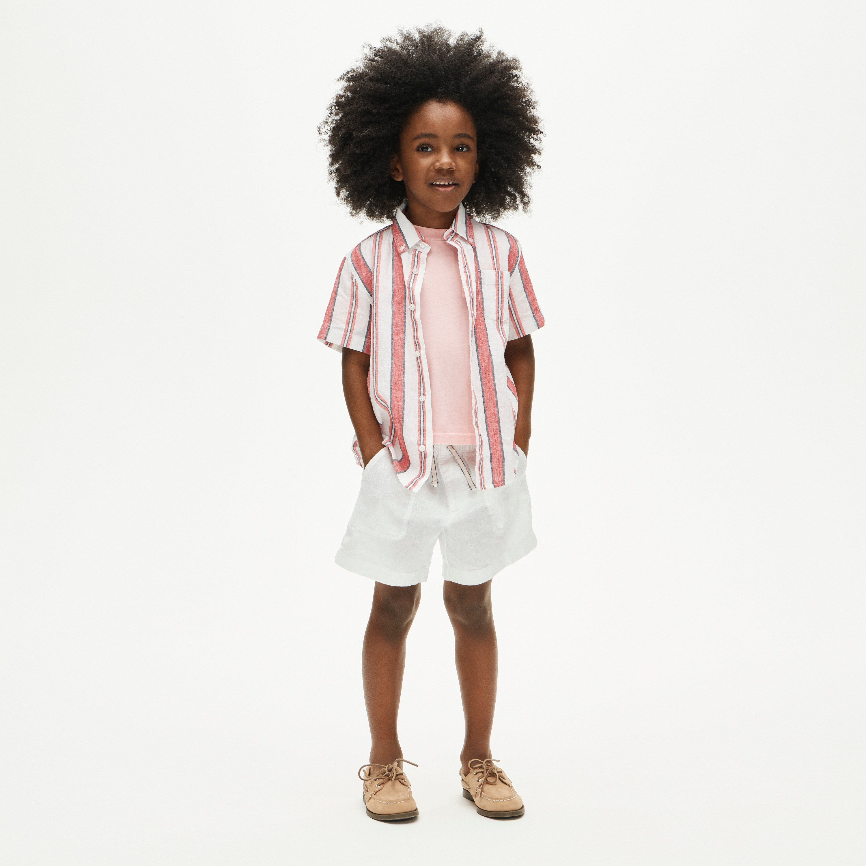 Kids' short-sleeve shirt in linen blend