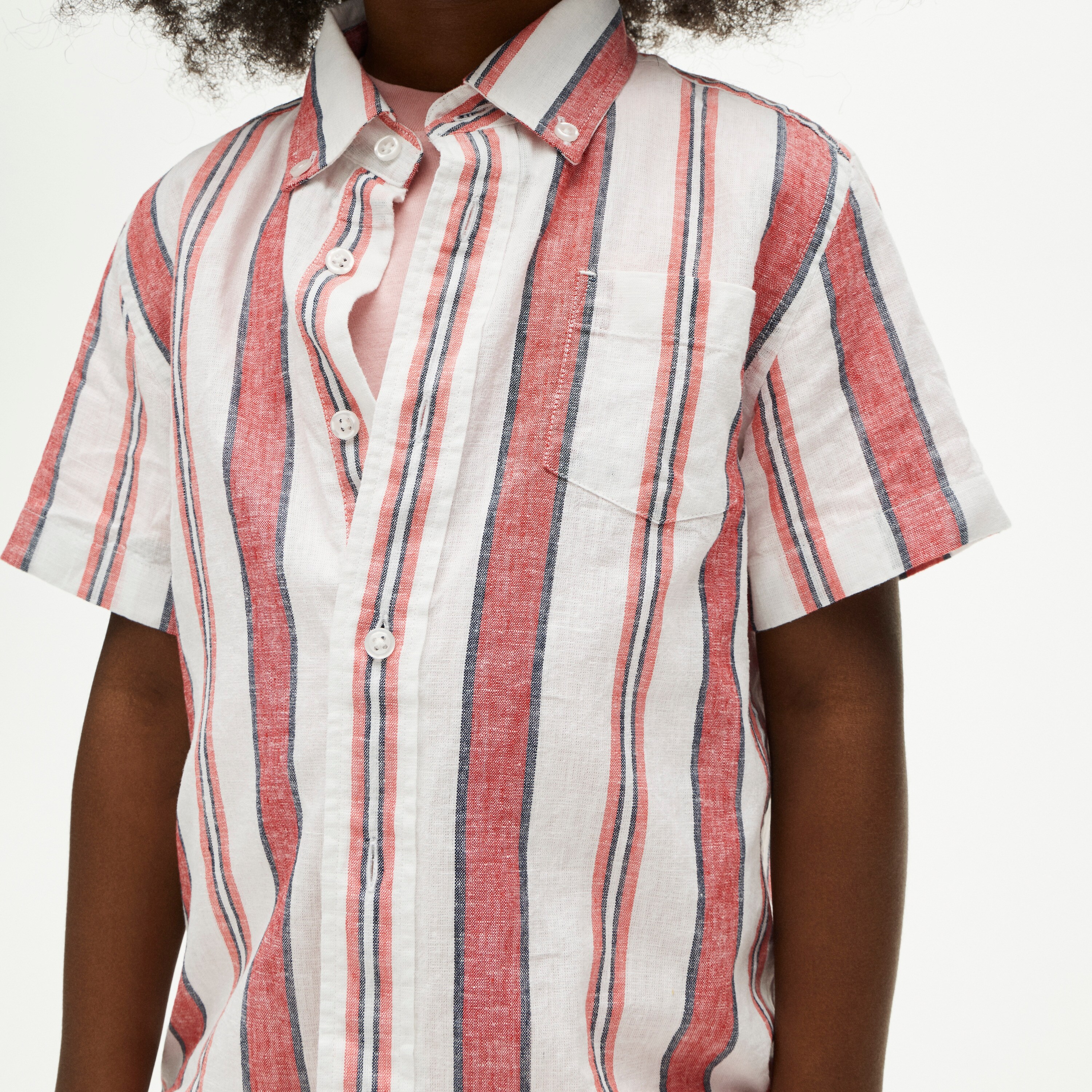 Kids' short-sleeve shirt in linen blend
