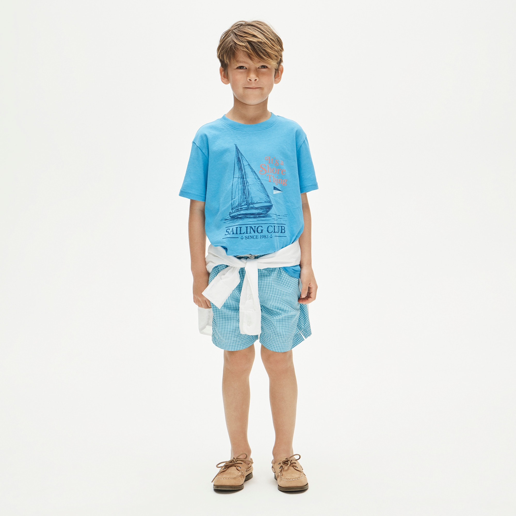 Kids' short-sleeve "Sailing club" graphic T-shirt
