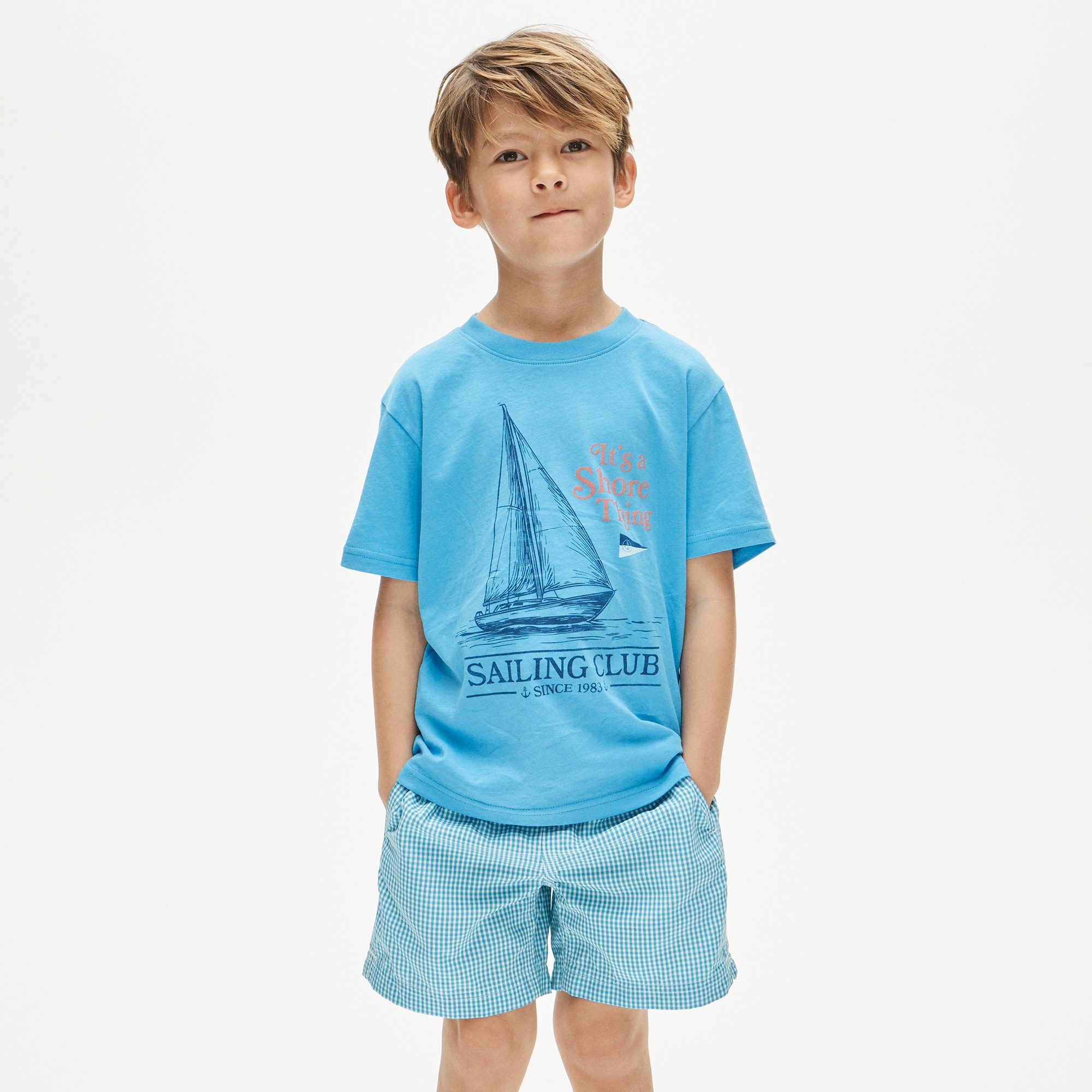 Kids' short-sleeve "Sailing club" graphic T-shirt