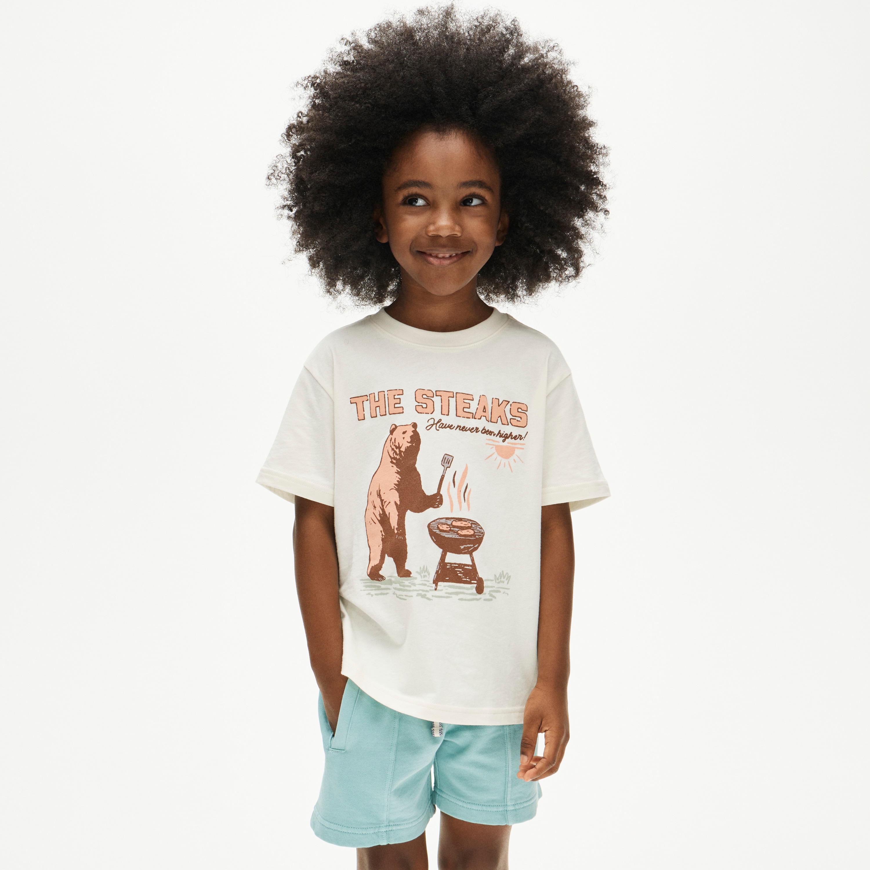 Kids' short-sleeve grizzly bear graphic T-shirt