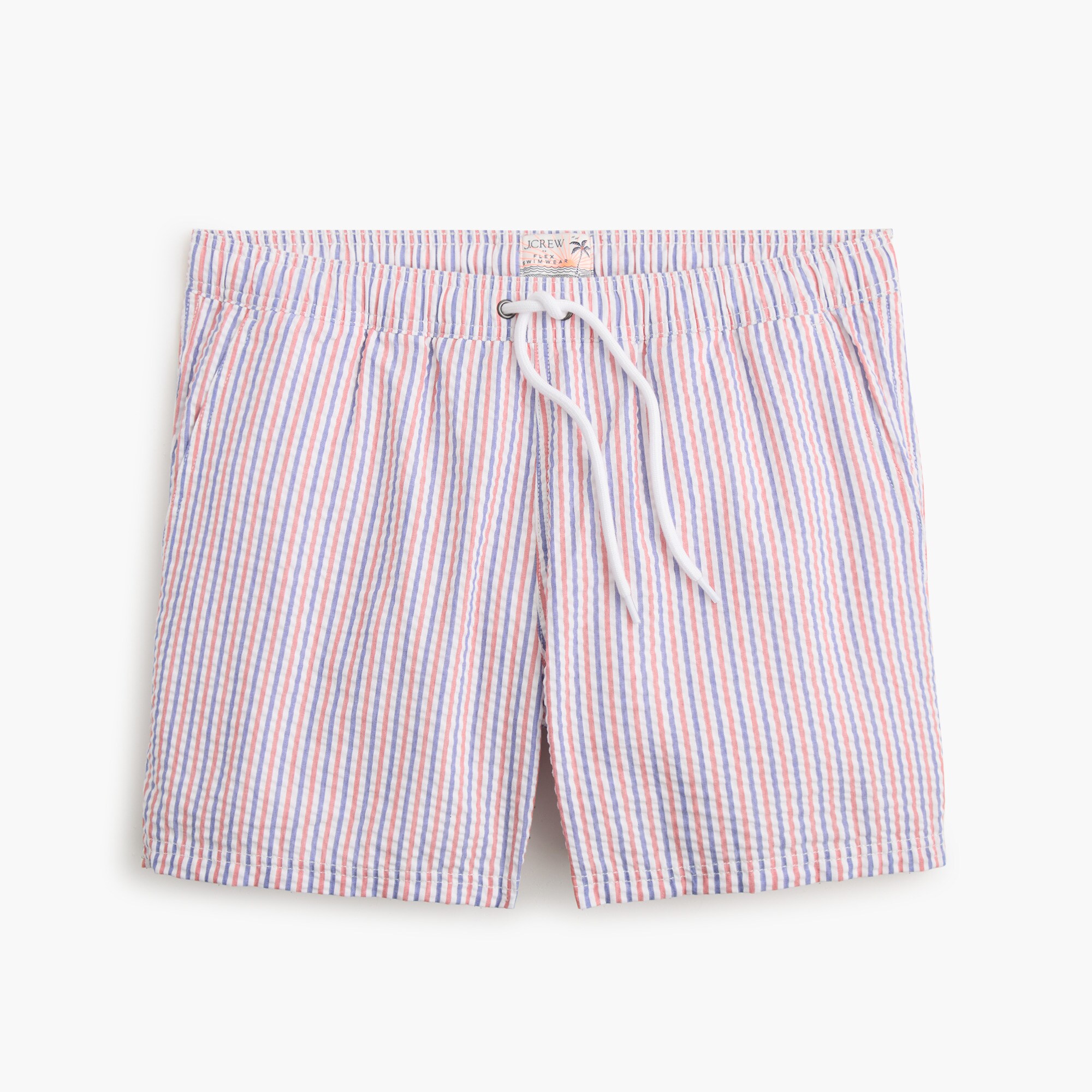 5" seersucker compression-lined swim trunk