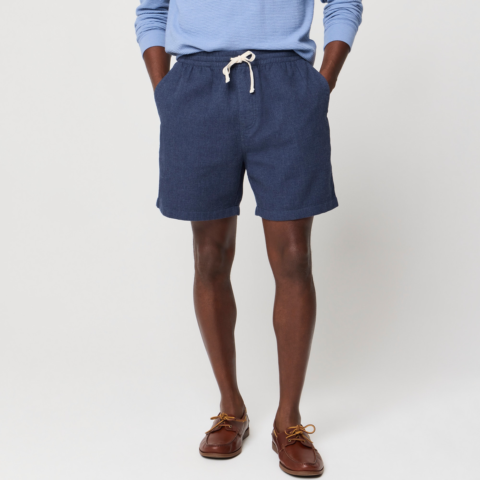 Waffle-knit drawstring dock short