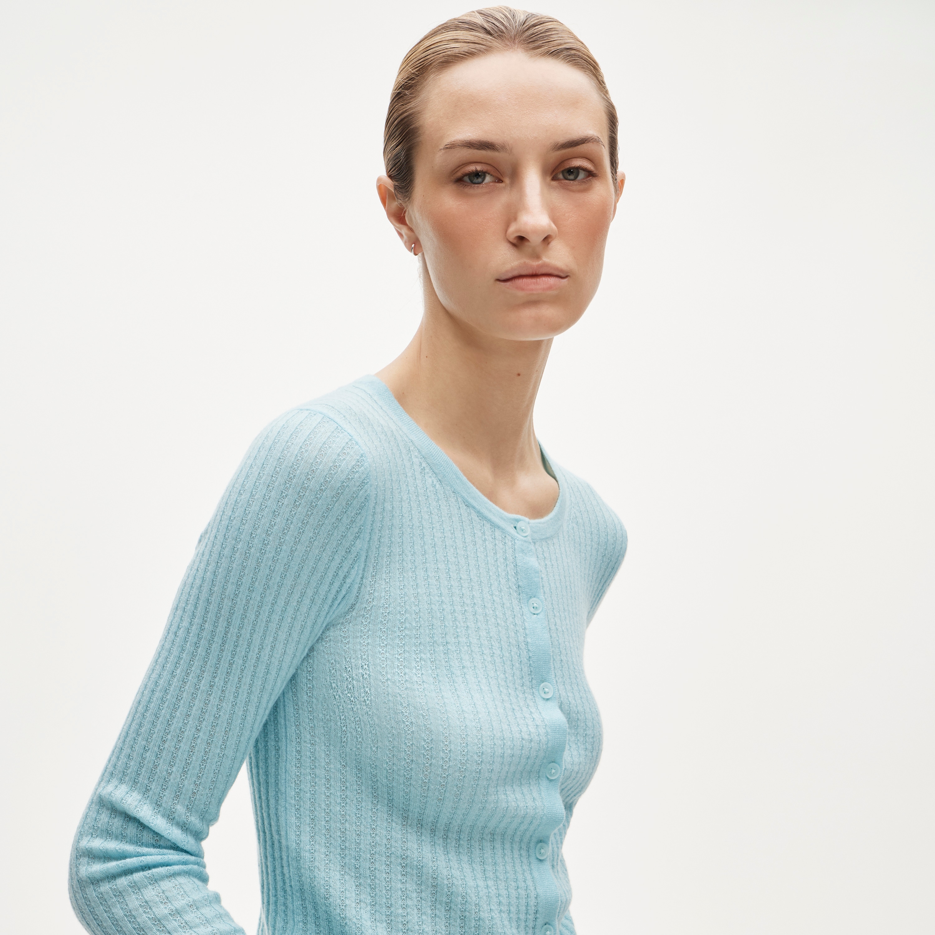 Featherweight cashmere pointelle cardigan - image 4