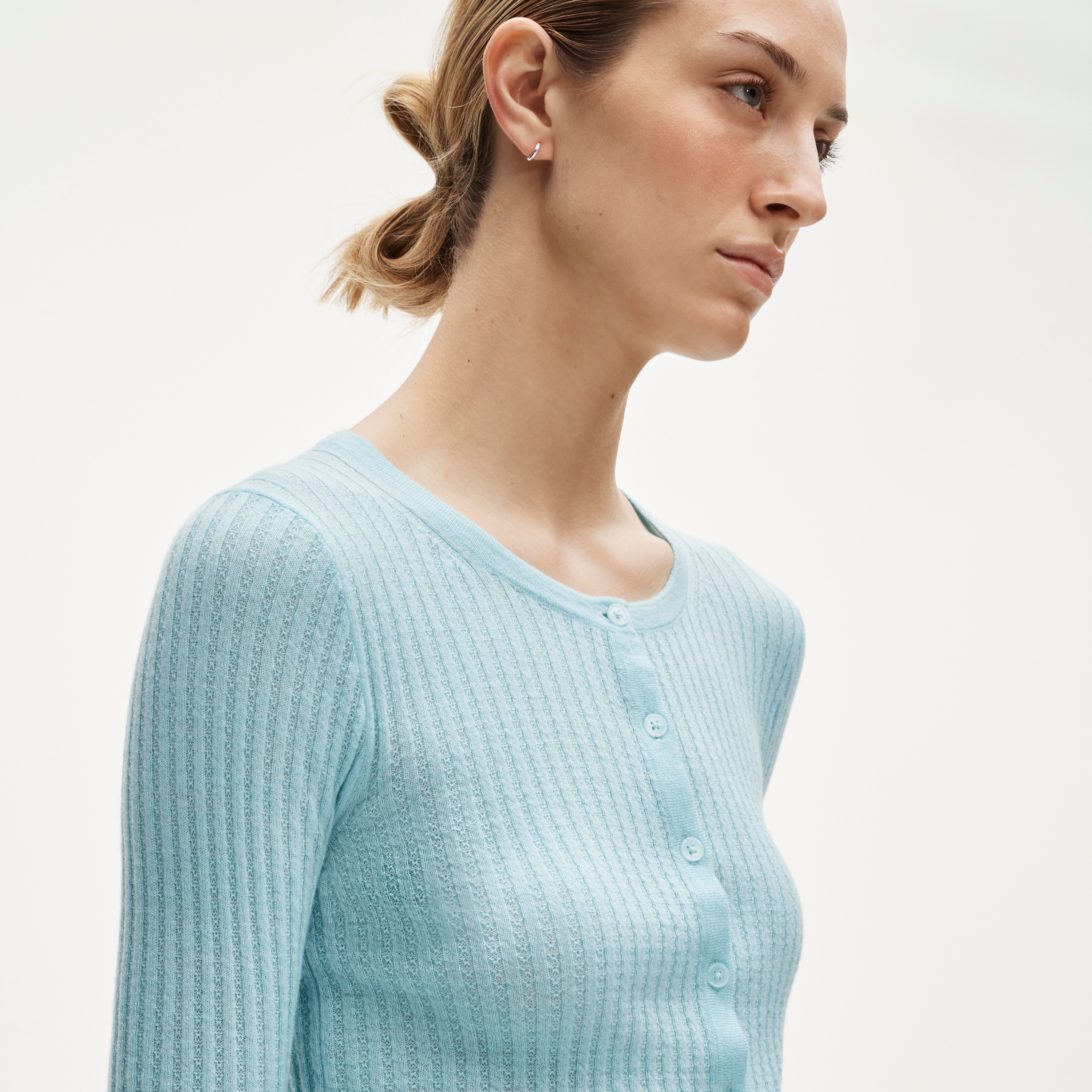 Featherweight cashmere pointelle cardigan - image 5