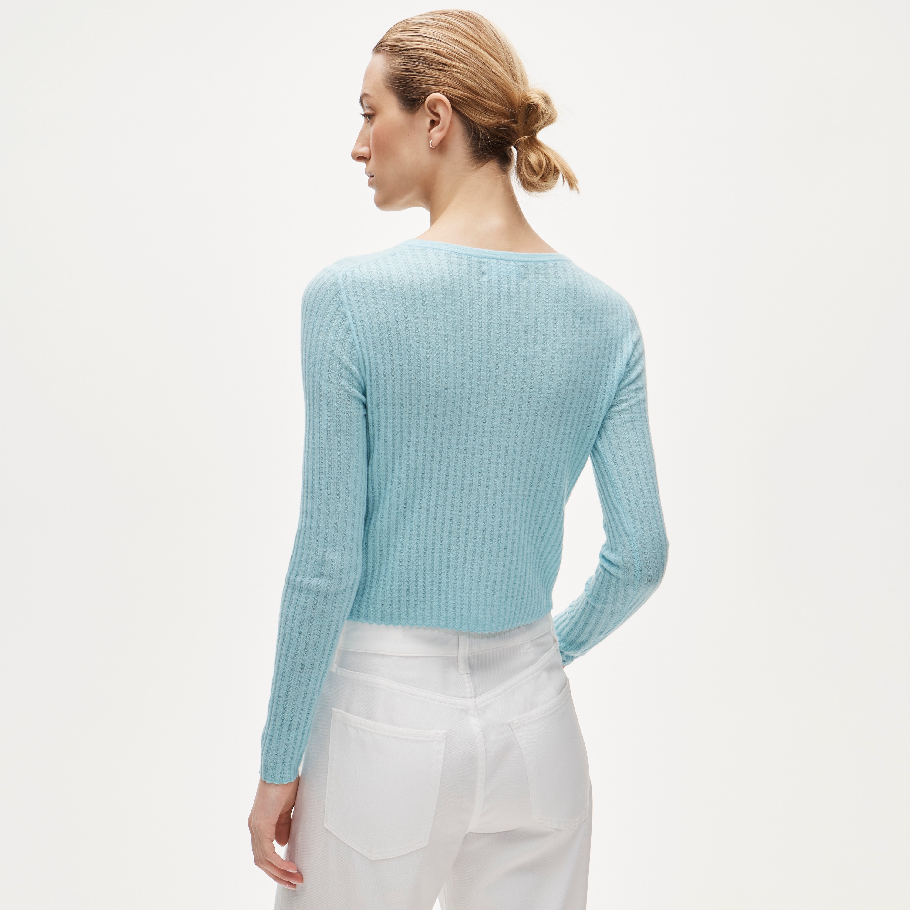 Featherweight cashmere pointelle cardigan