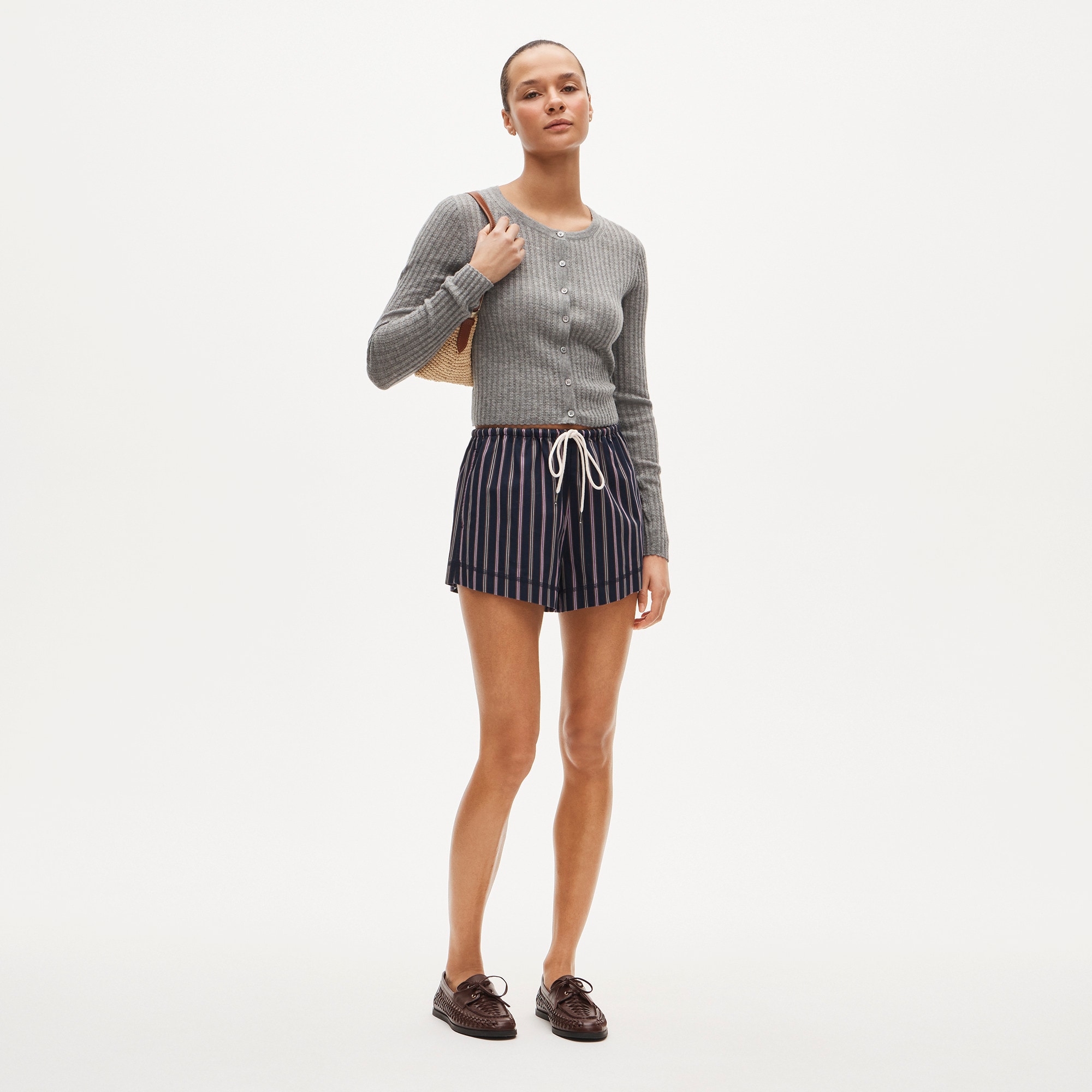 Featherweight cashmere pointelle cardigan