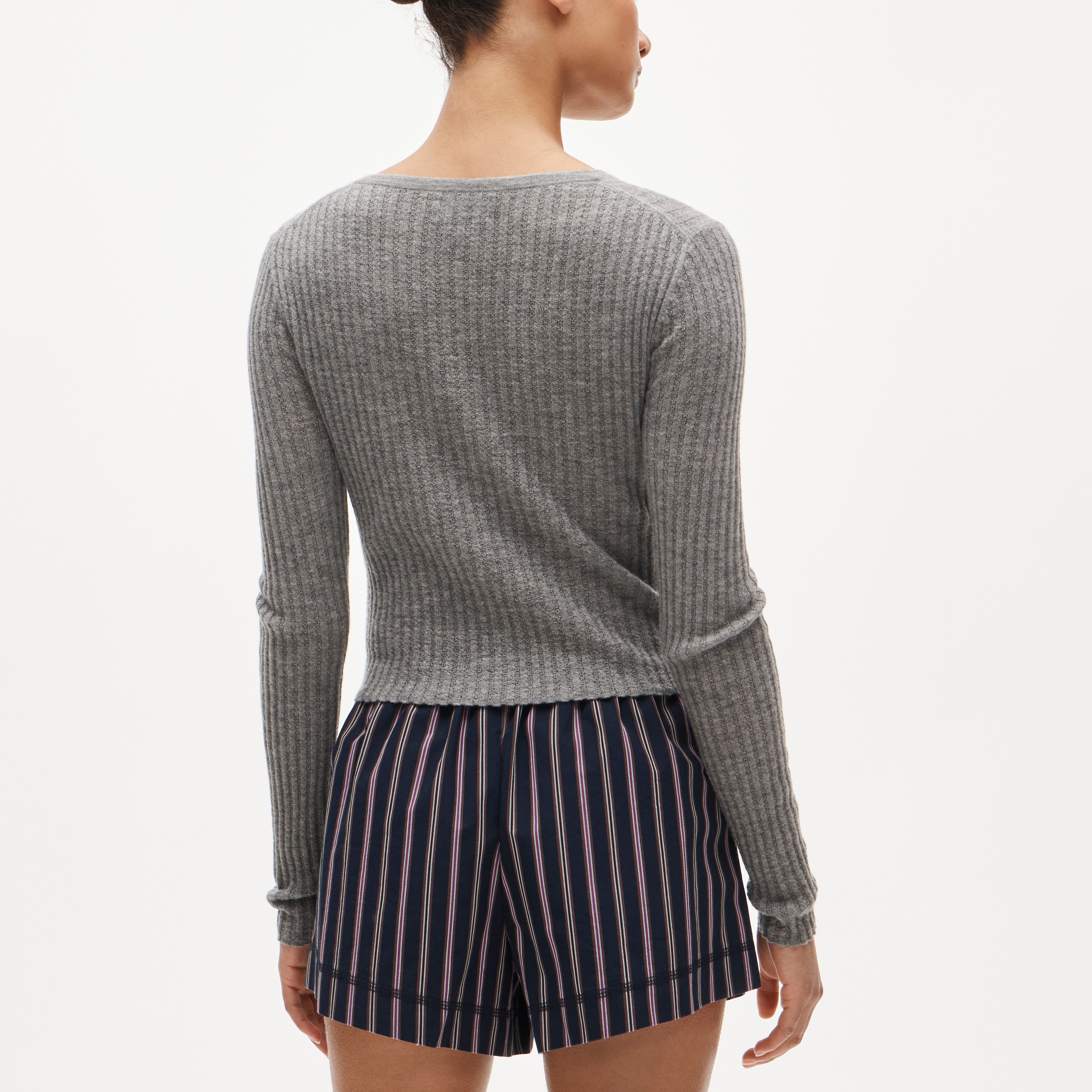 Featherweight cashmere pointelle cardigan