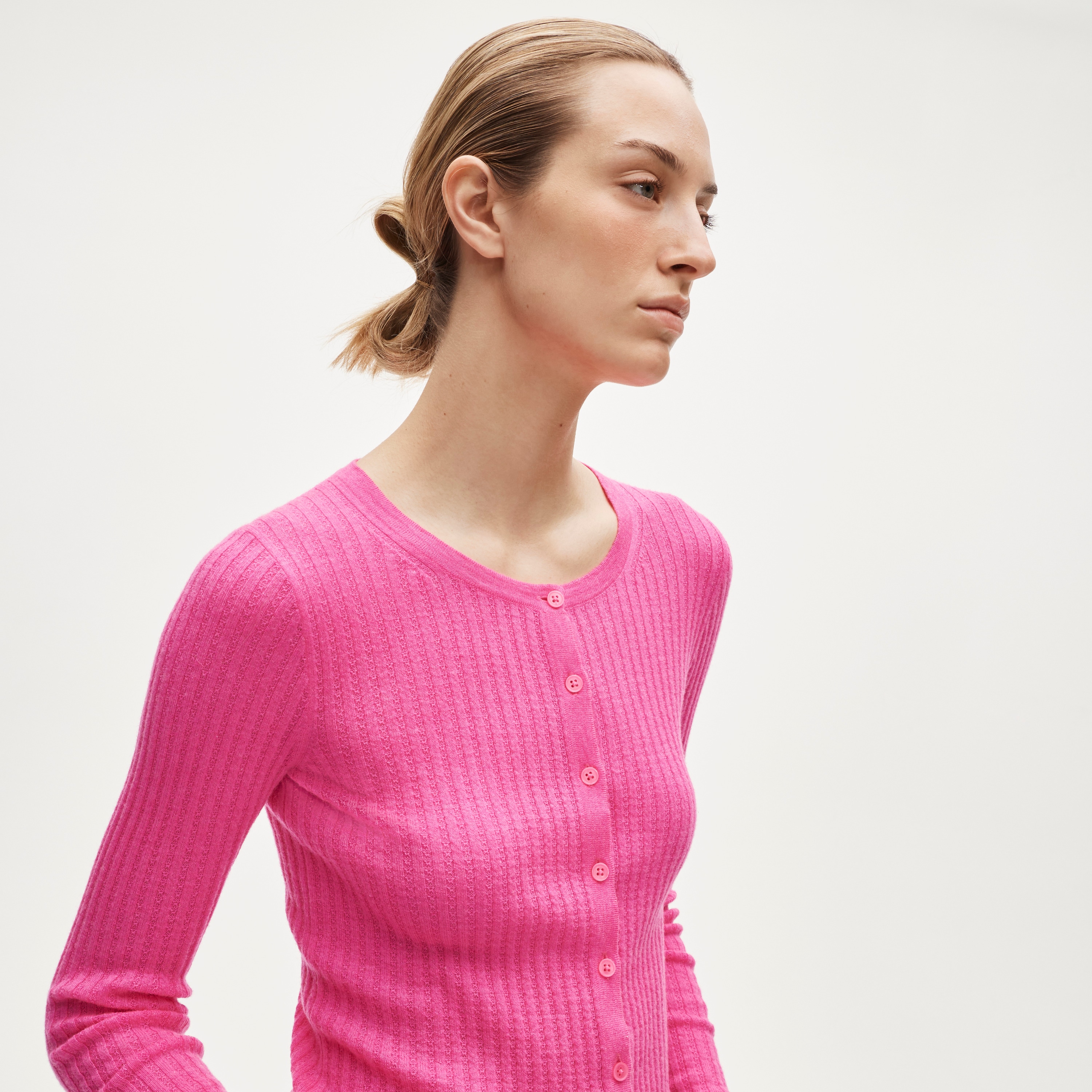 Featherweight cashmere pointelle cardigan