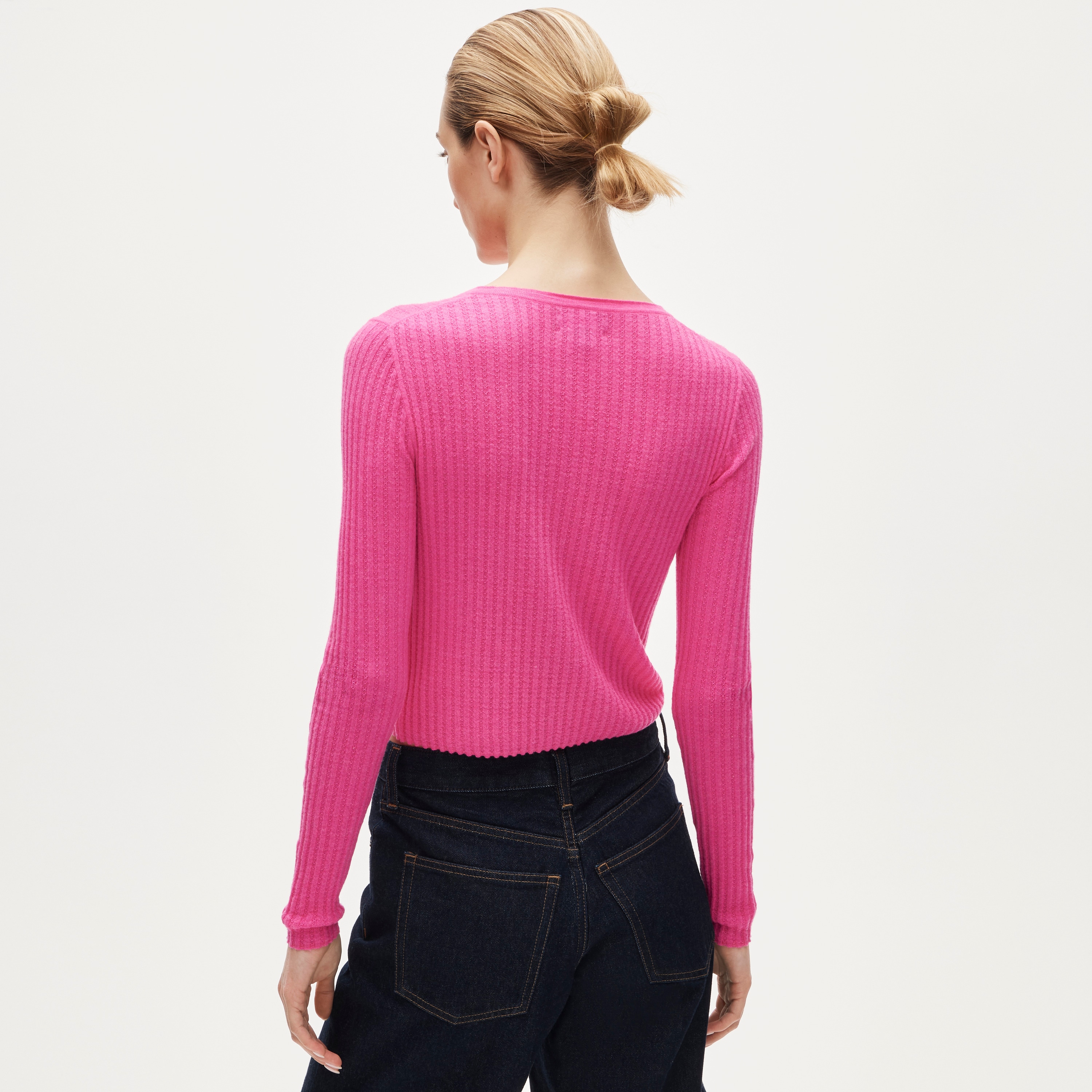 Featherweight cashmere pointelle cardigan