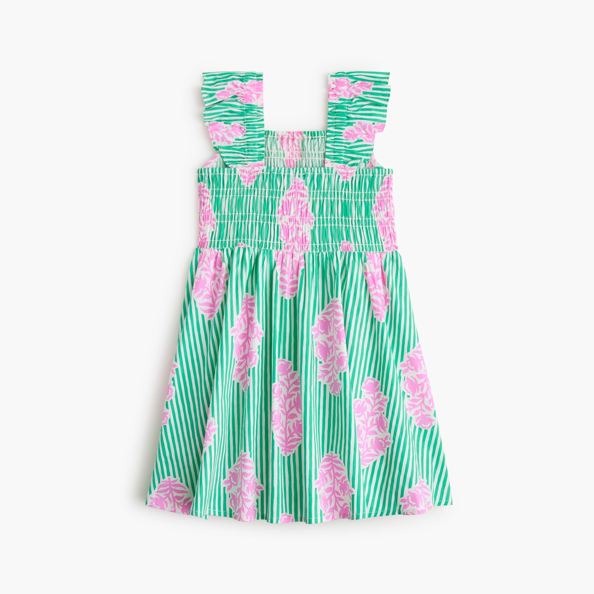 Girls' striped smocked dress