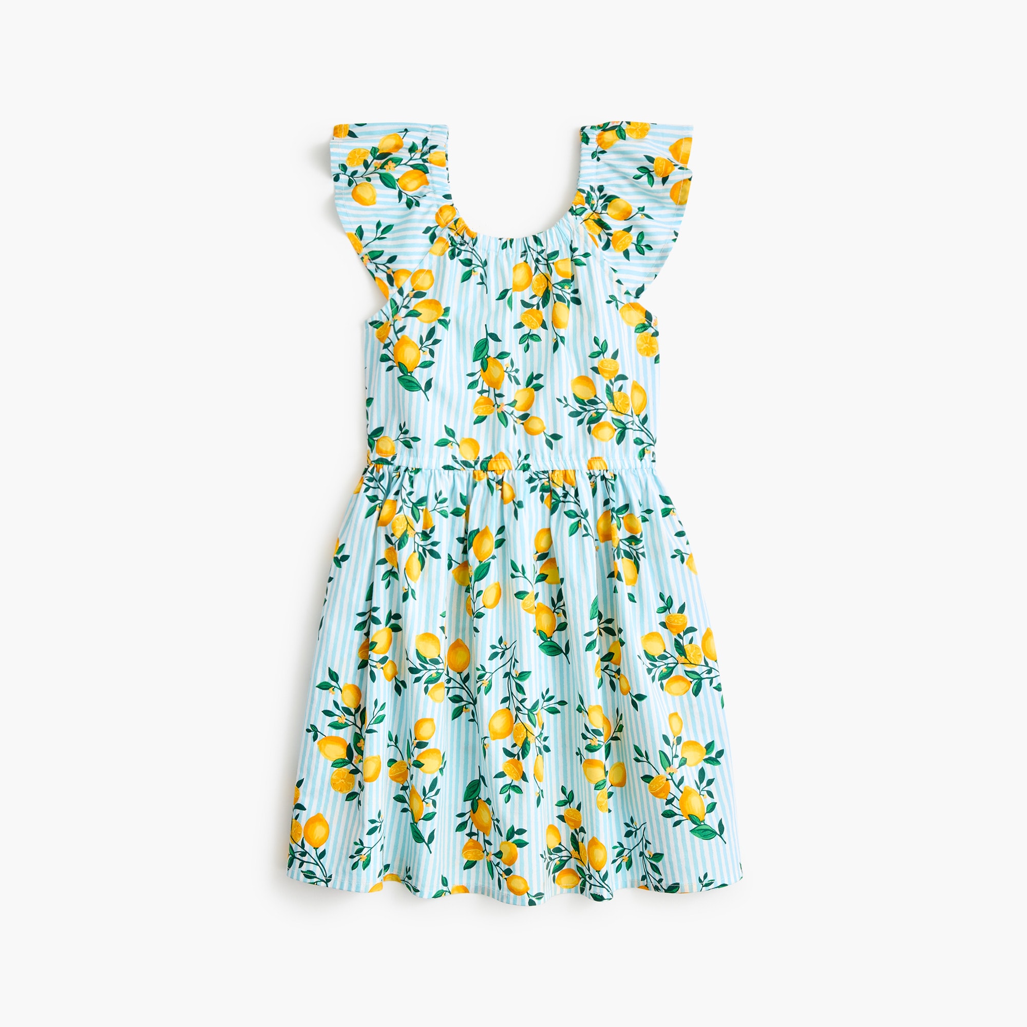 Girls' lemon bow-back dress
