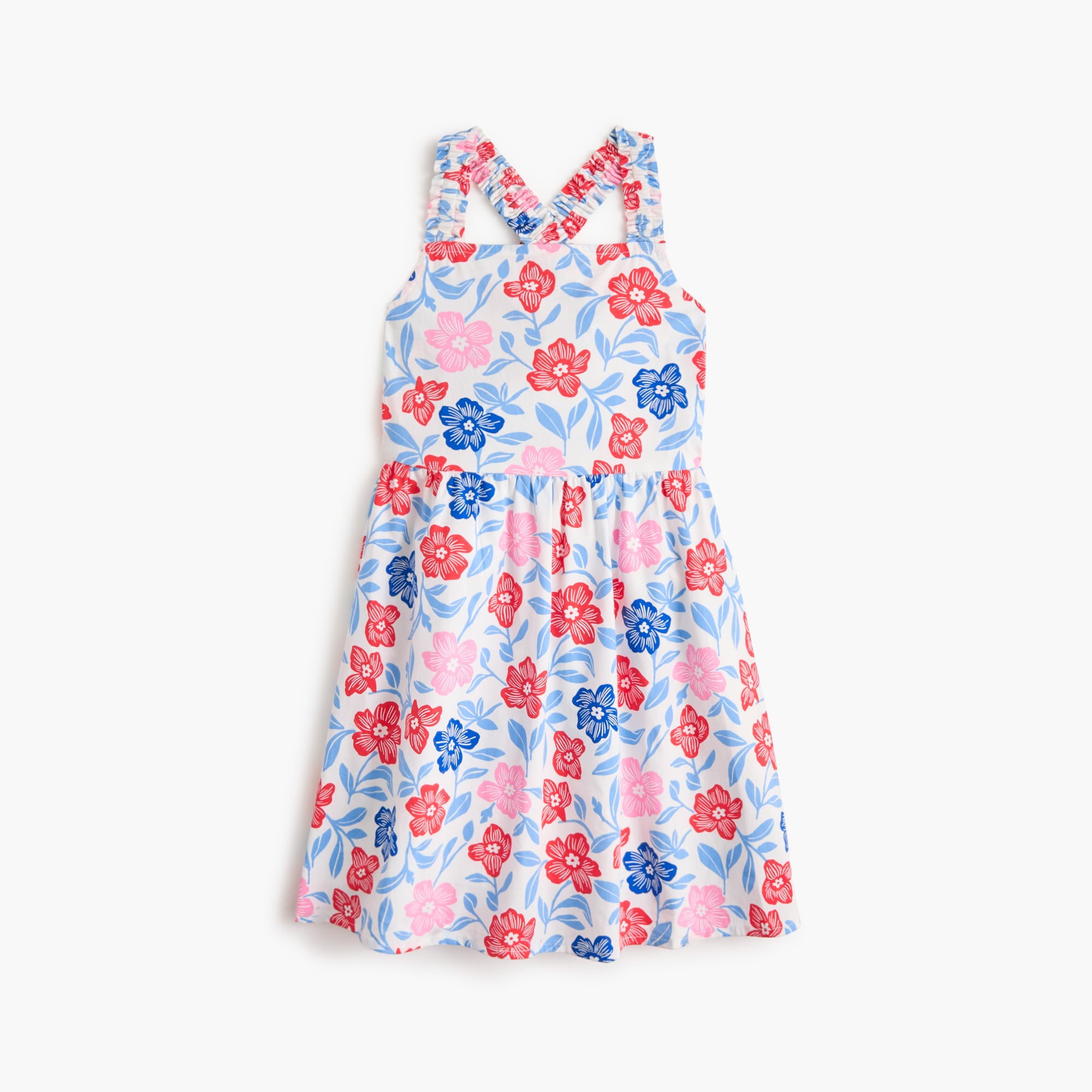 Girls' floral cross-back dress