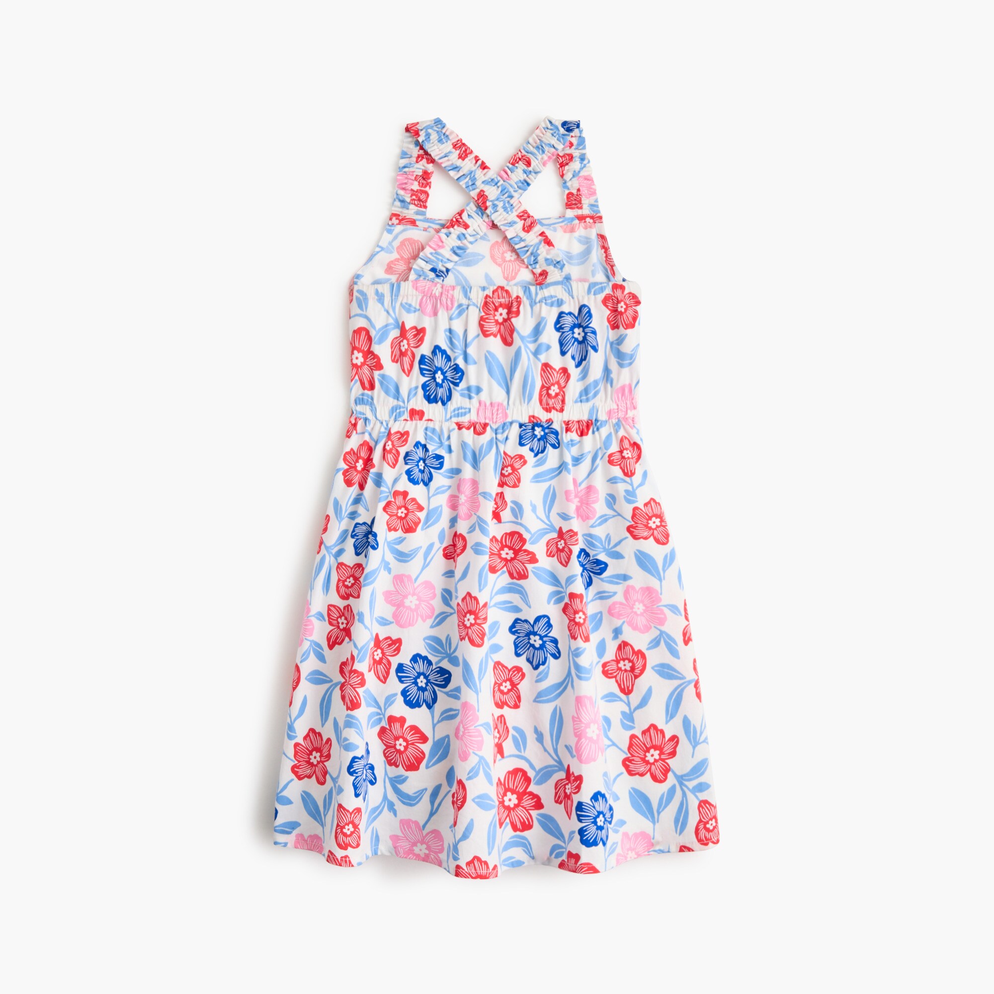 Girls' floral cross-back dress