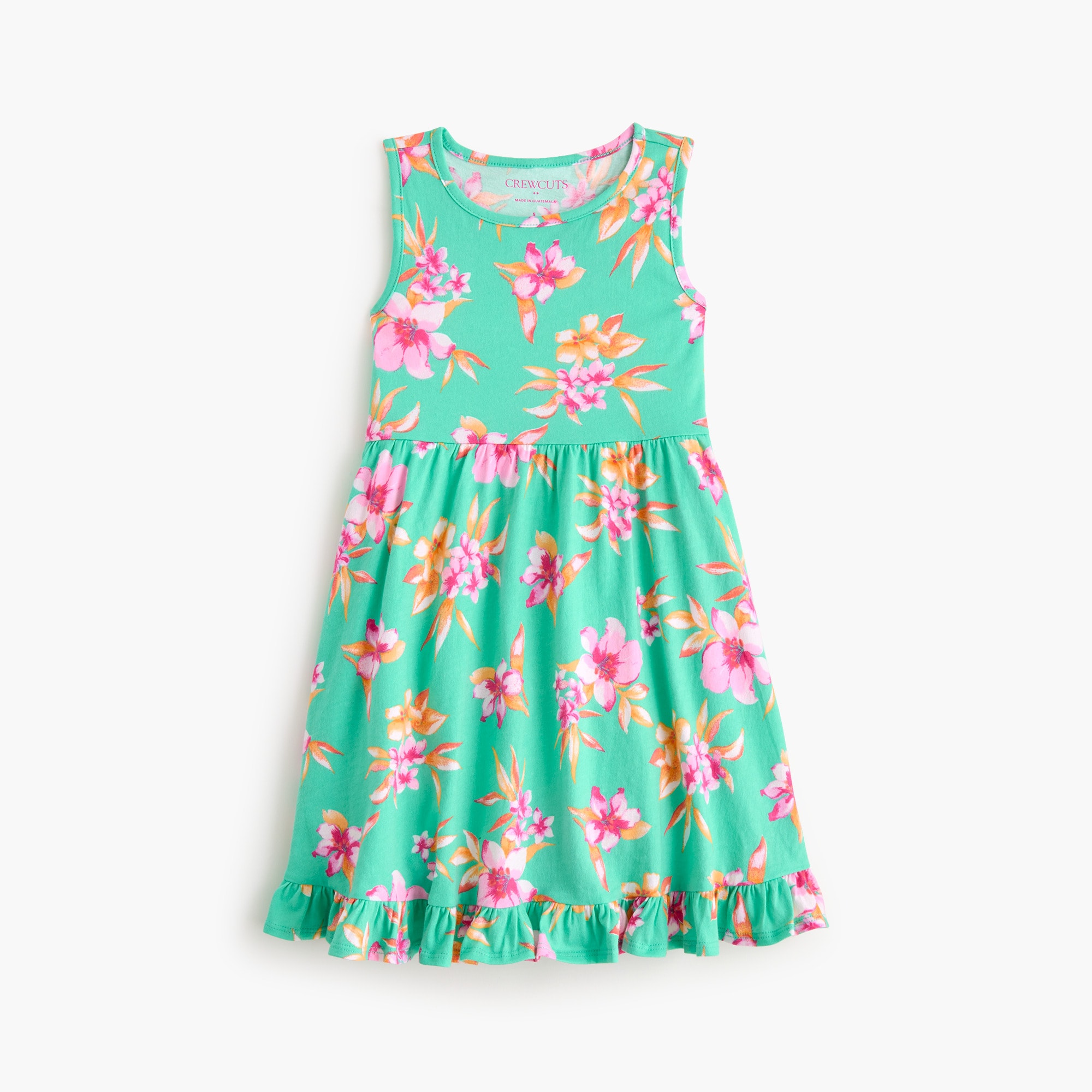 Girls' tropical knit tank dress