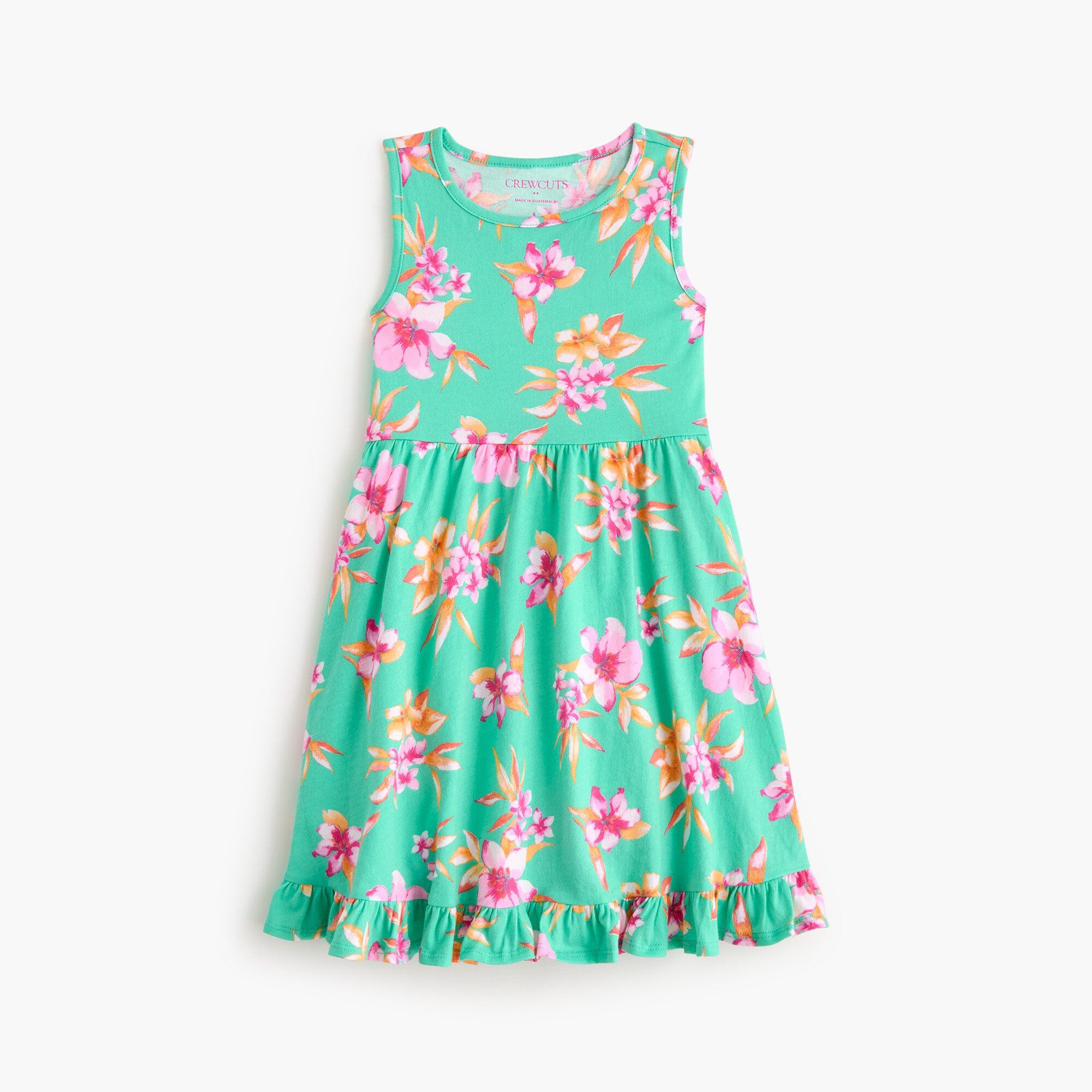 Girls' tropical knit tank dress