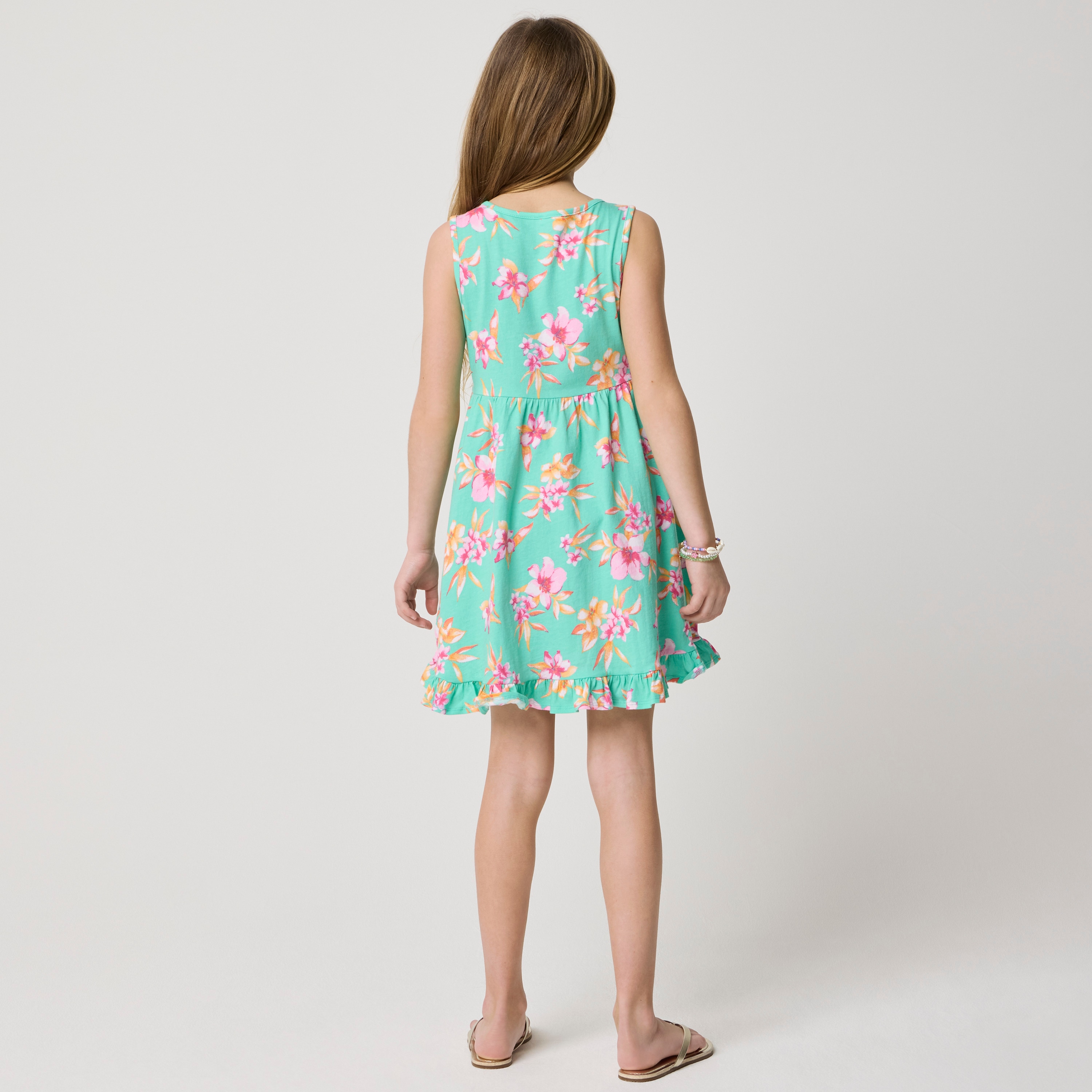 Girls' tropical knit tank dress