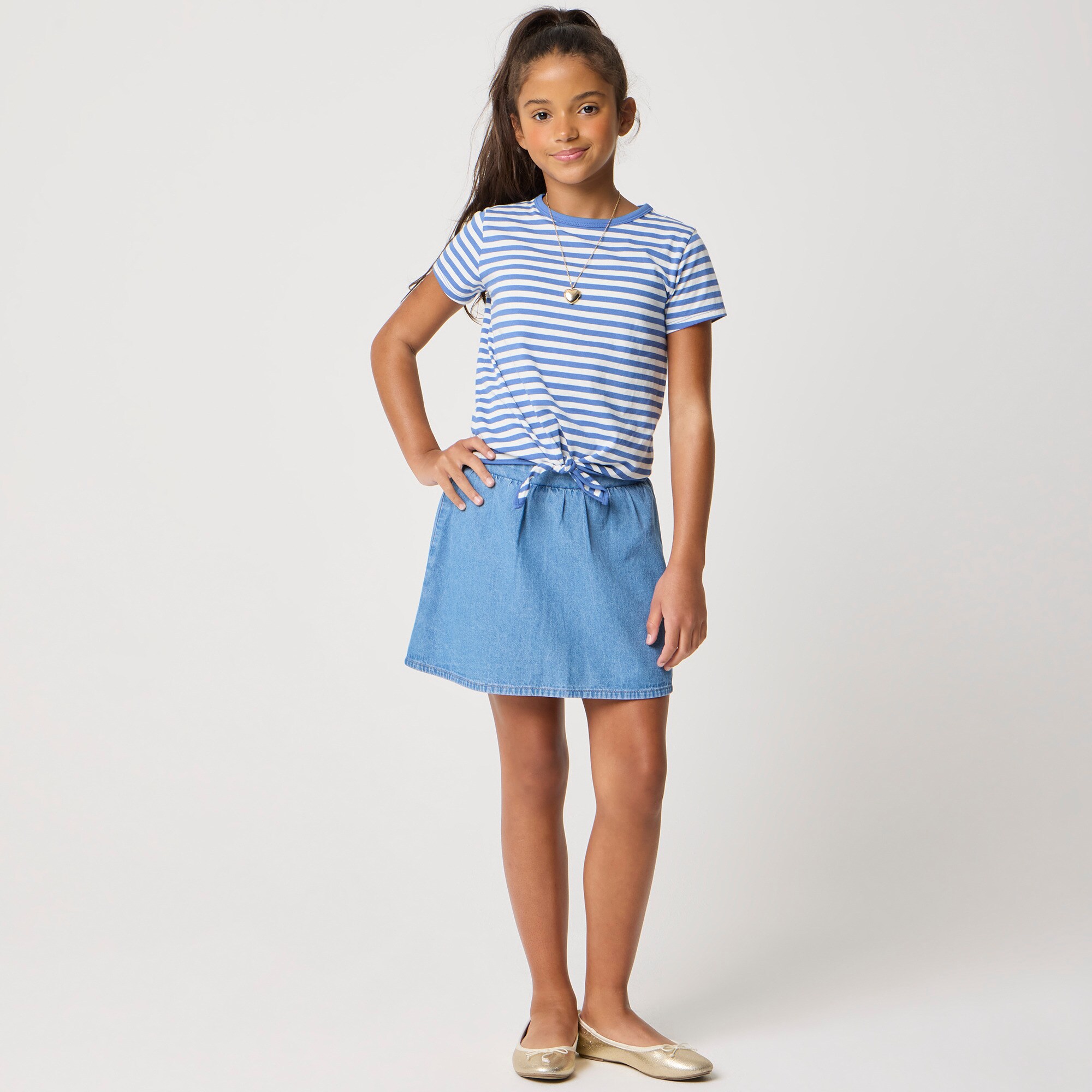 Girls' denim pull-on skater skort