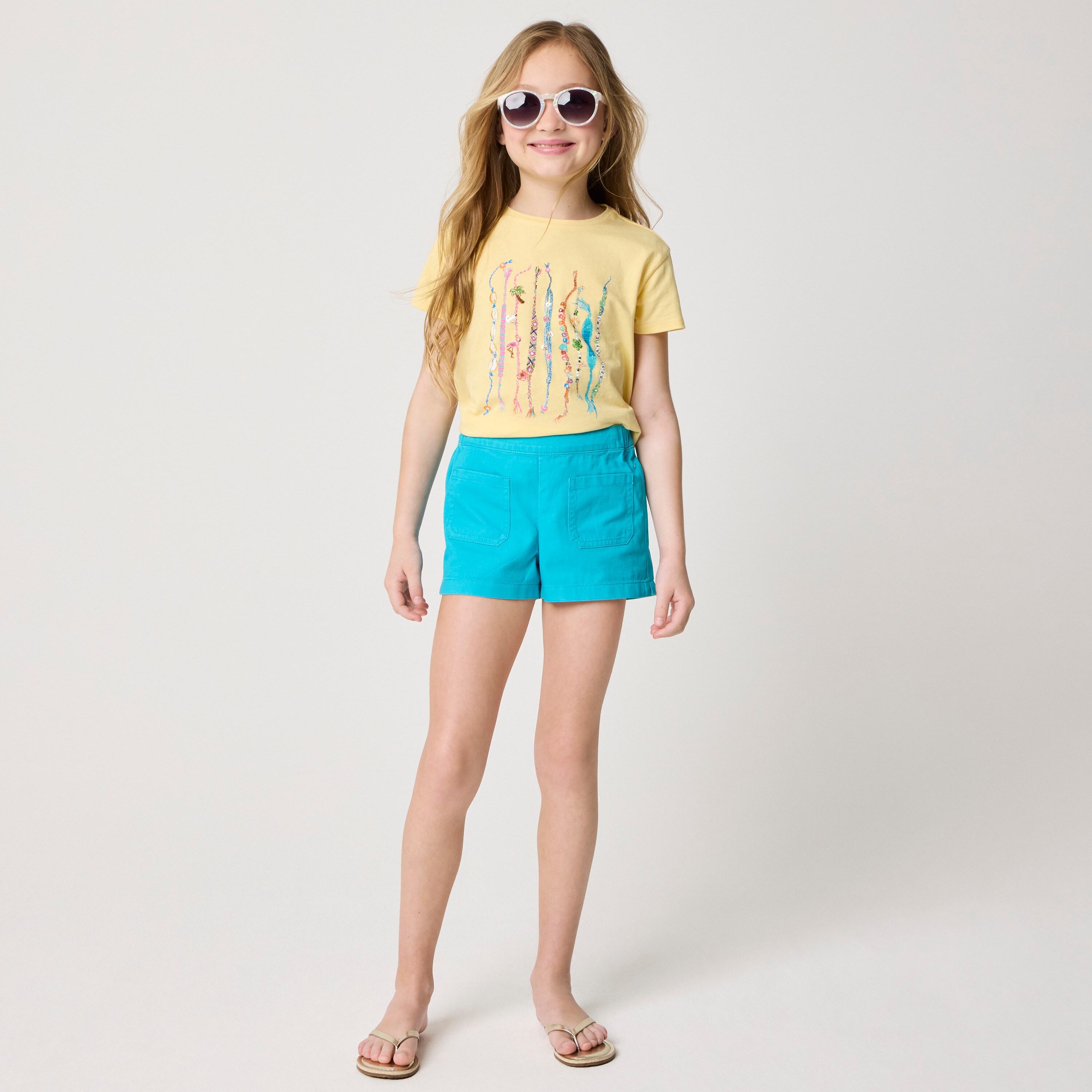 Girls' patch-pocket pull-on short
