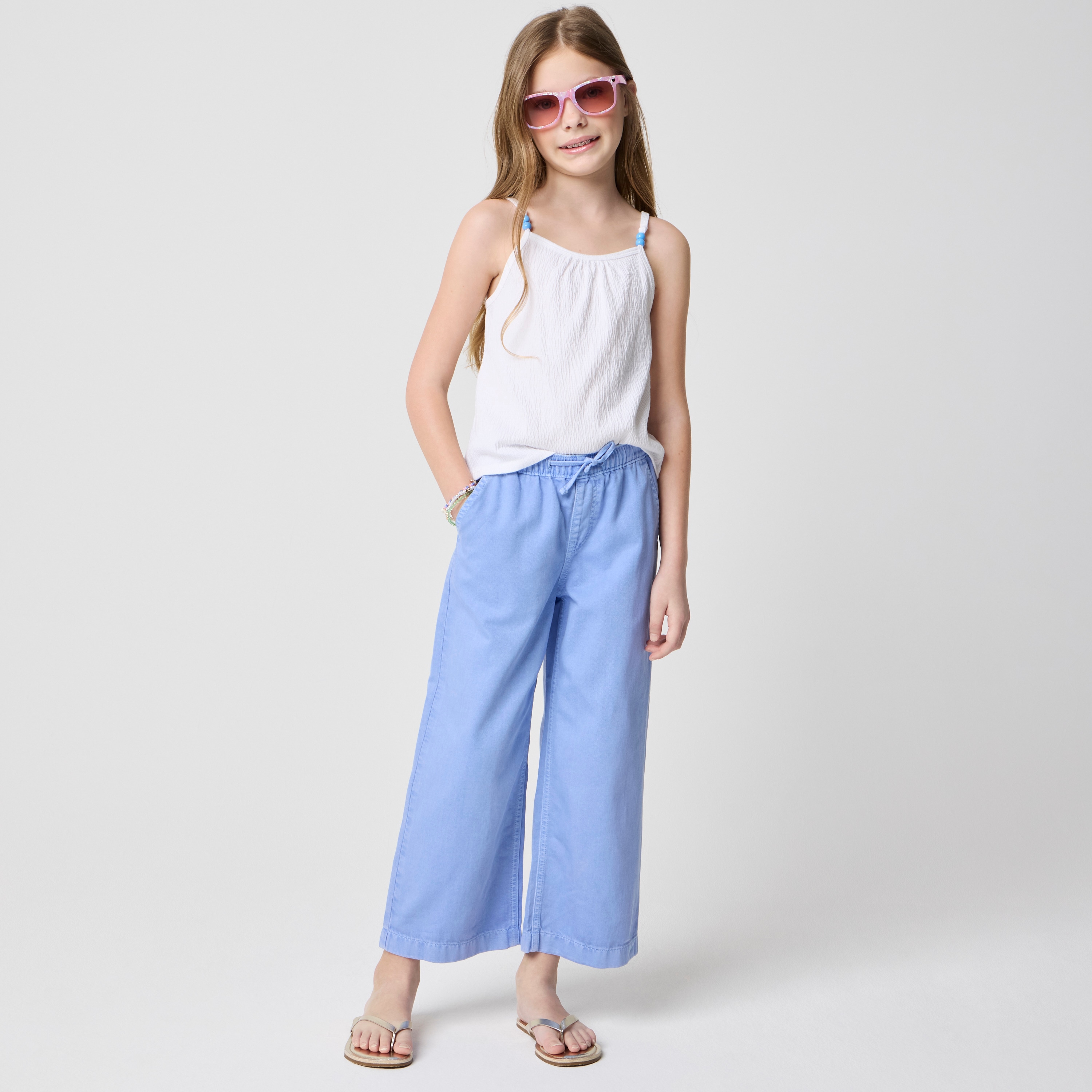 Girls' garment-dyed twill pull-on pant