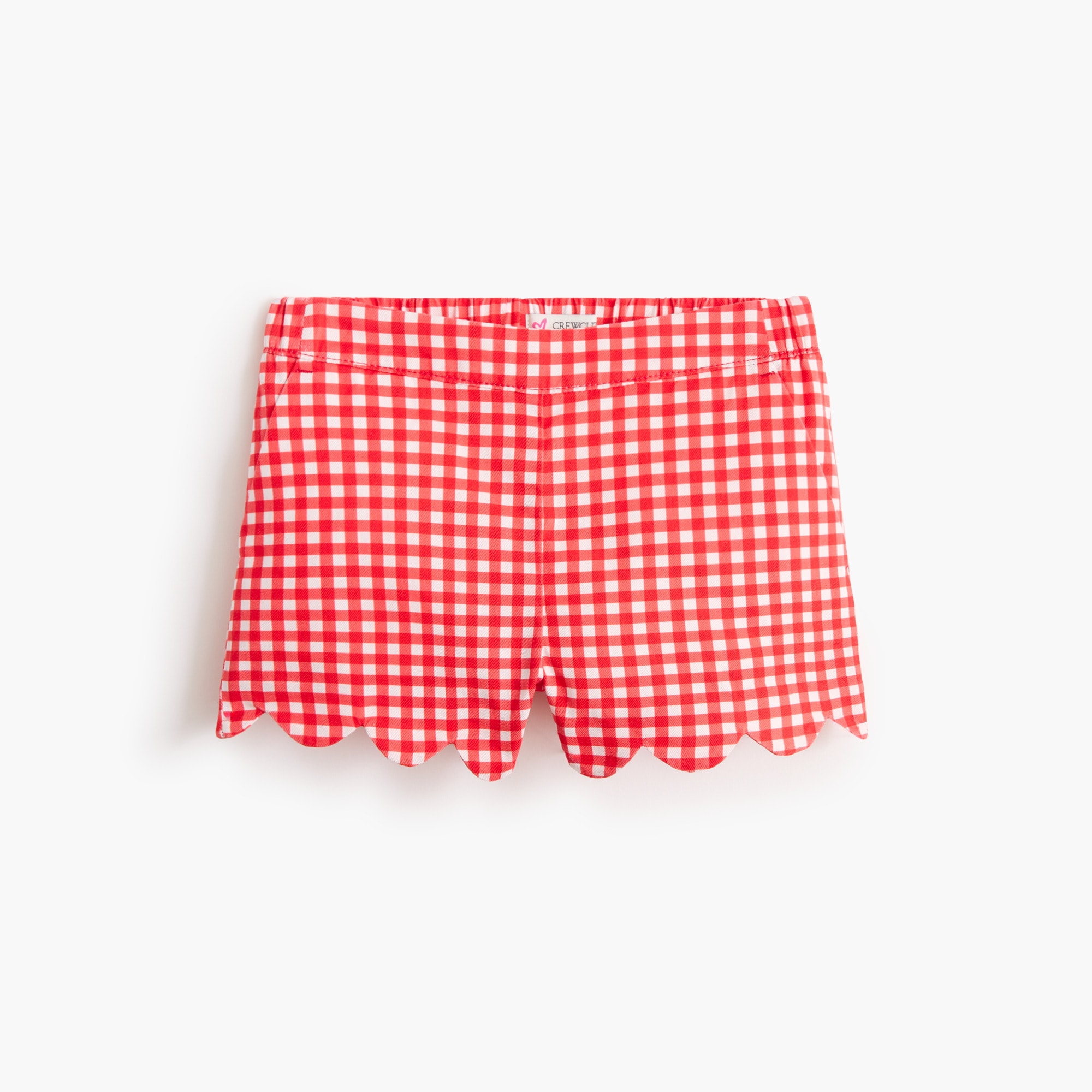 Girls' gingham scallop-hem short