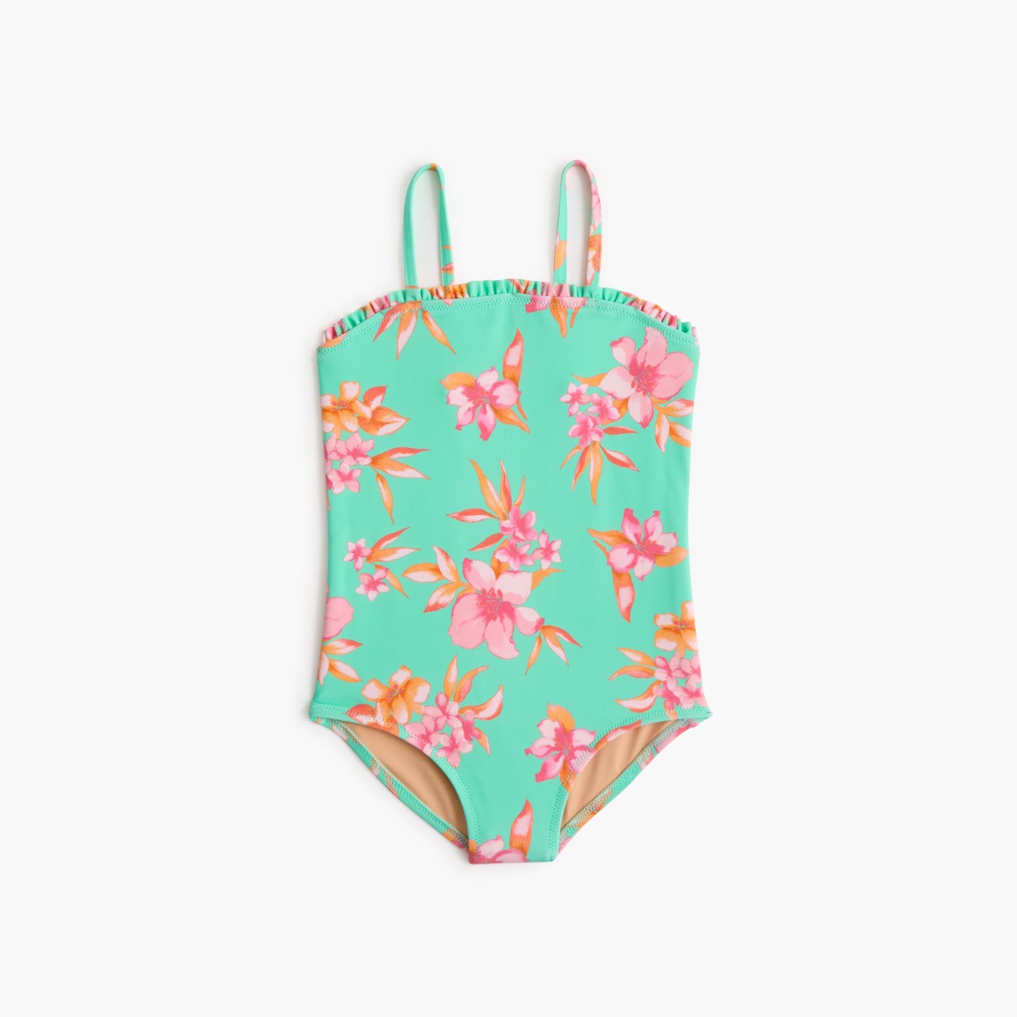 Girls' tropical one-piece swimsuit