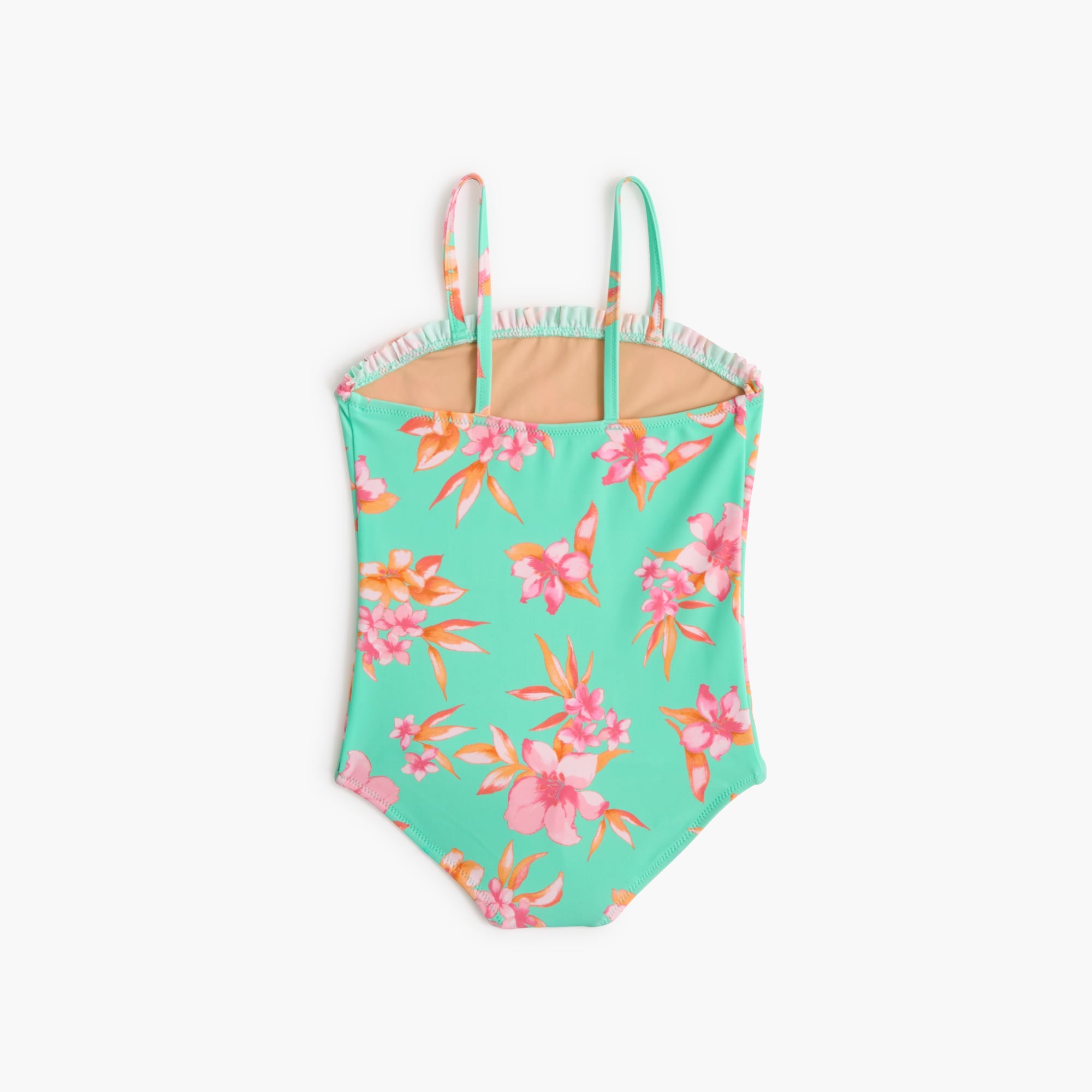 Girls' tropical one-piece swimsuit