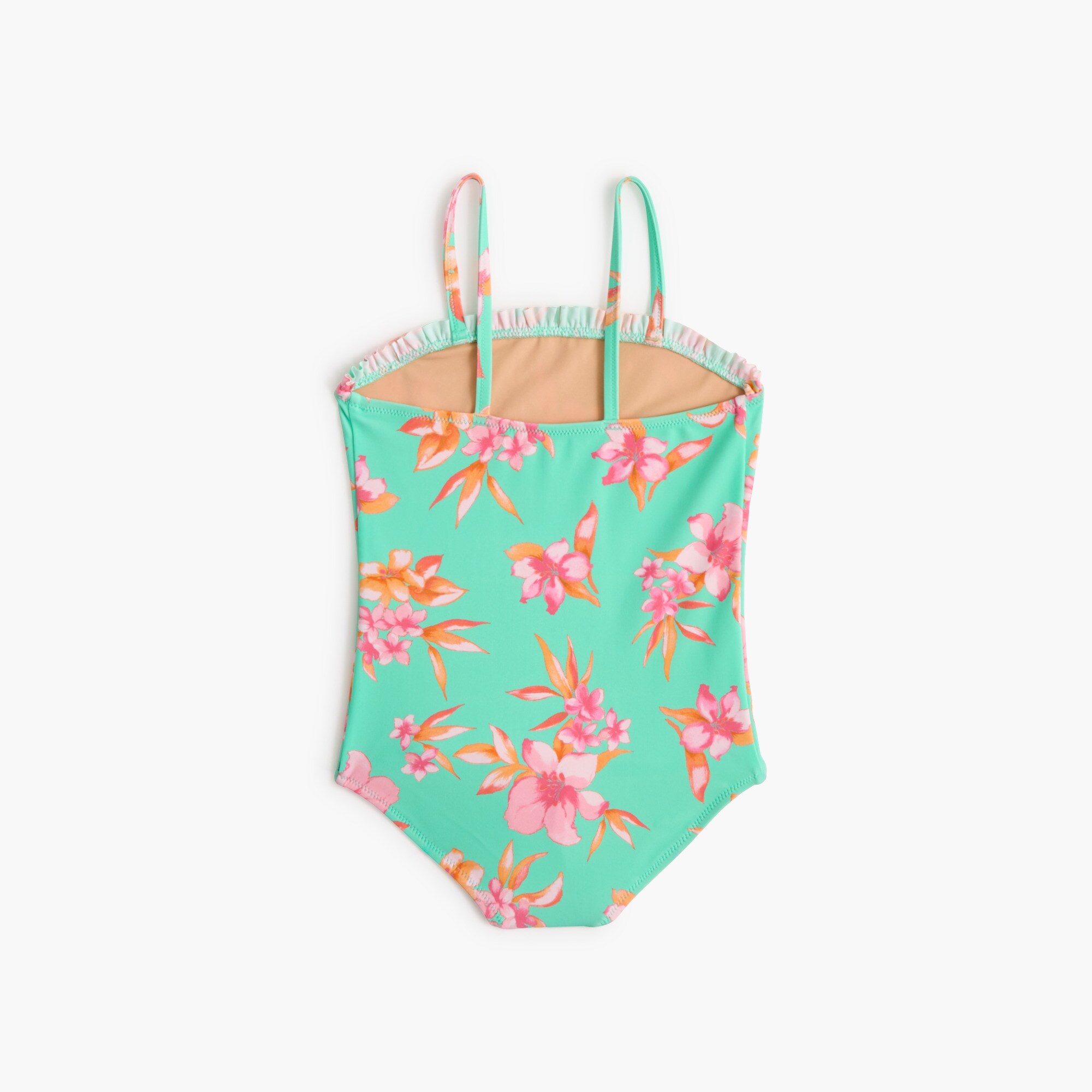 Girls' tropical one-piece swimsuit