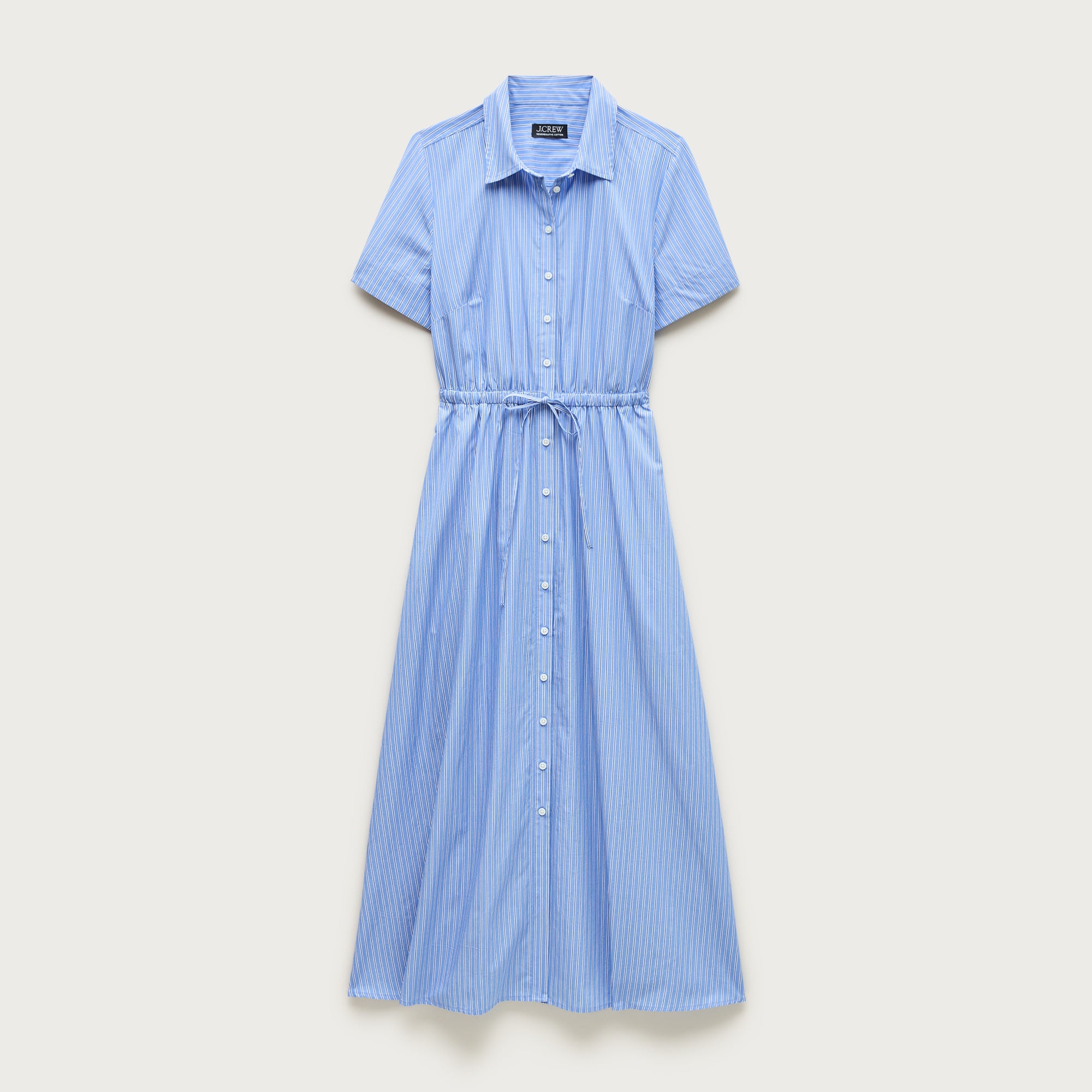 Cerise shirt-dress in striped cotton poplin from J.Crew - $178