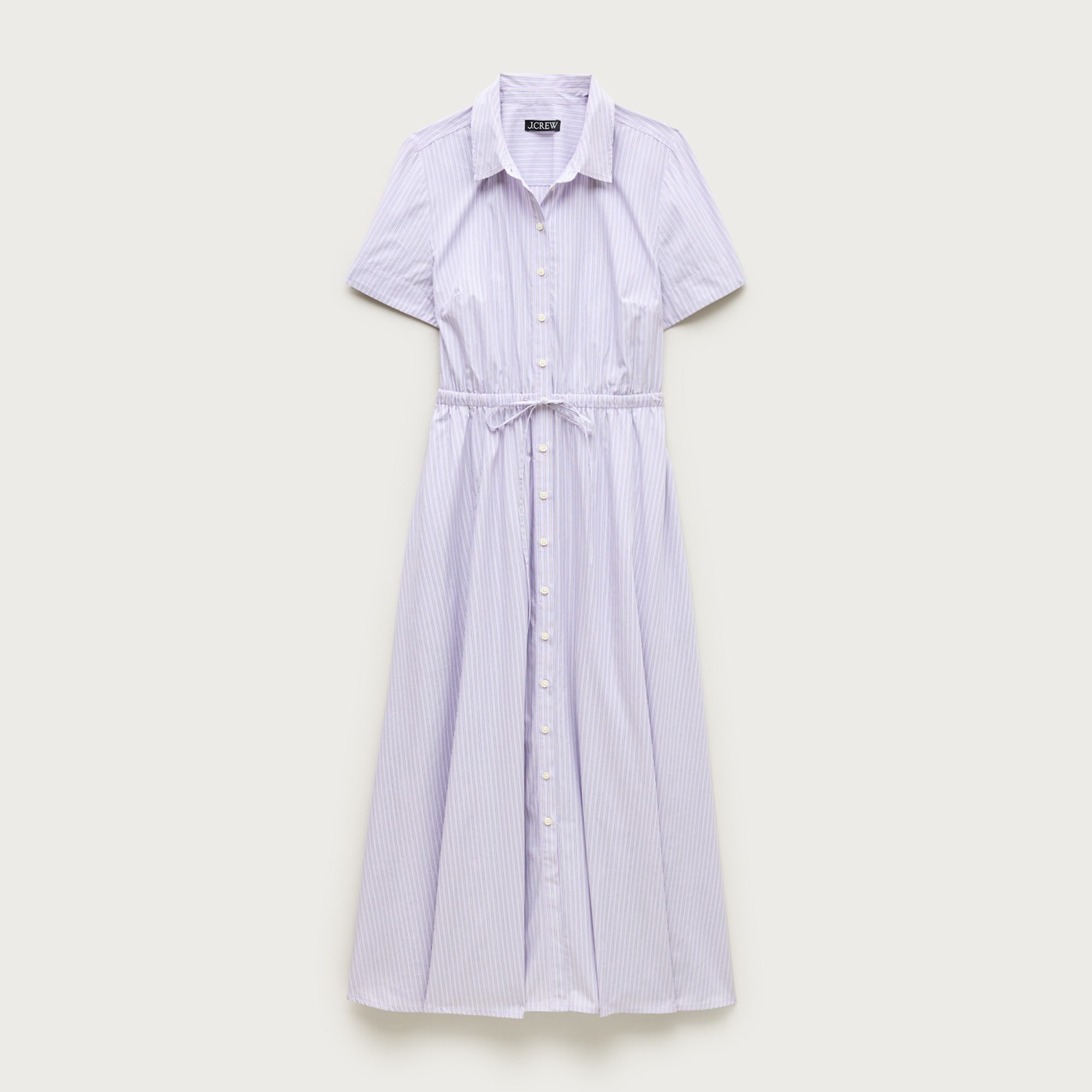 Cerise shirt-dress in striped cotton poplin