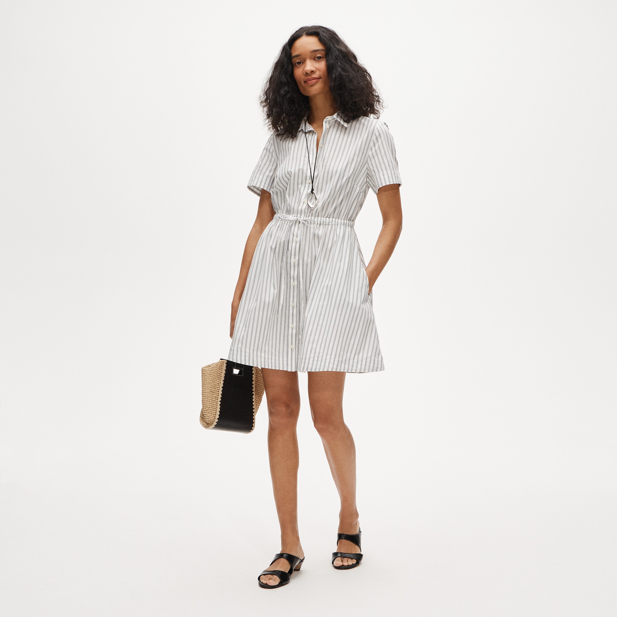 knee length dresses for ladies Cambridge Chambray Long Sleeve Striped Mini Dress main image 0