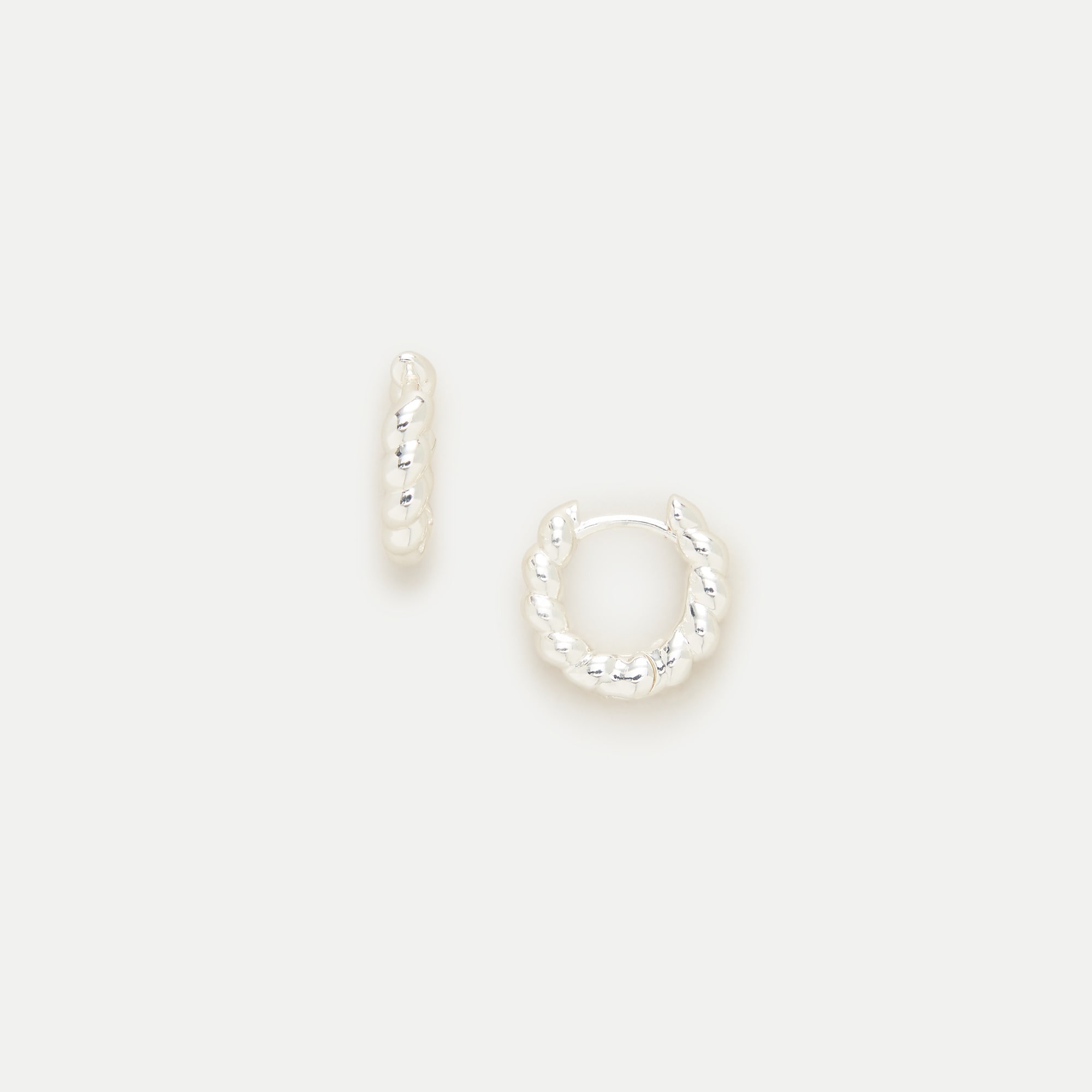 Mini metallic twist huggie earrings