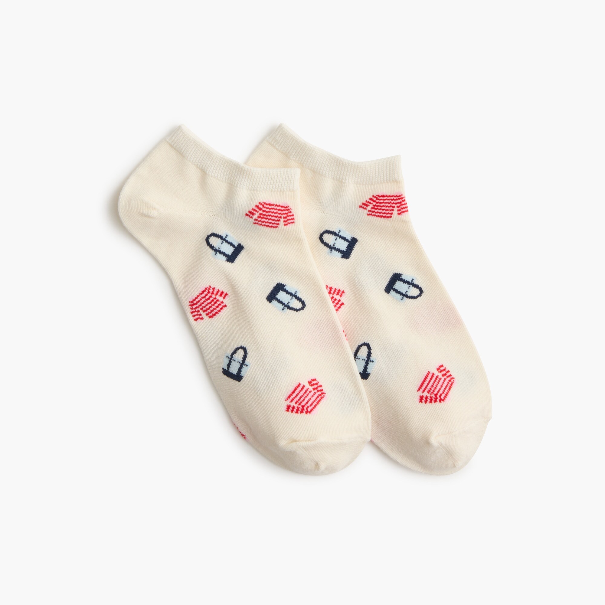 Striped shirt and tote ankle socks