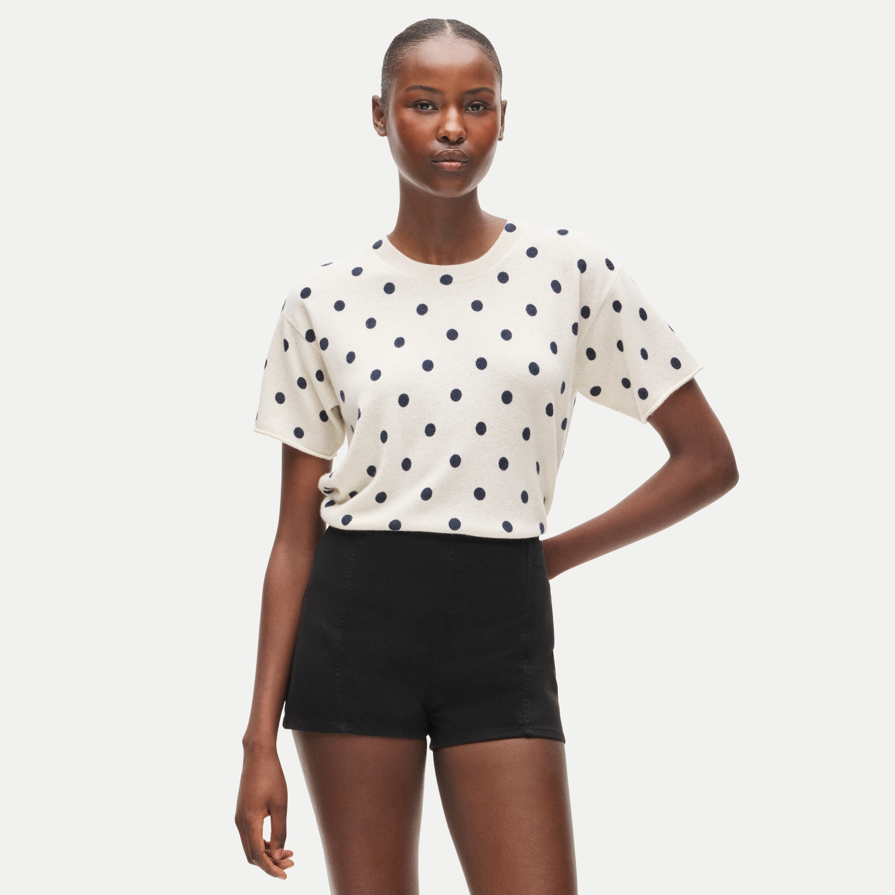 Cashmere relaxed T-shirt in dot print