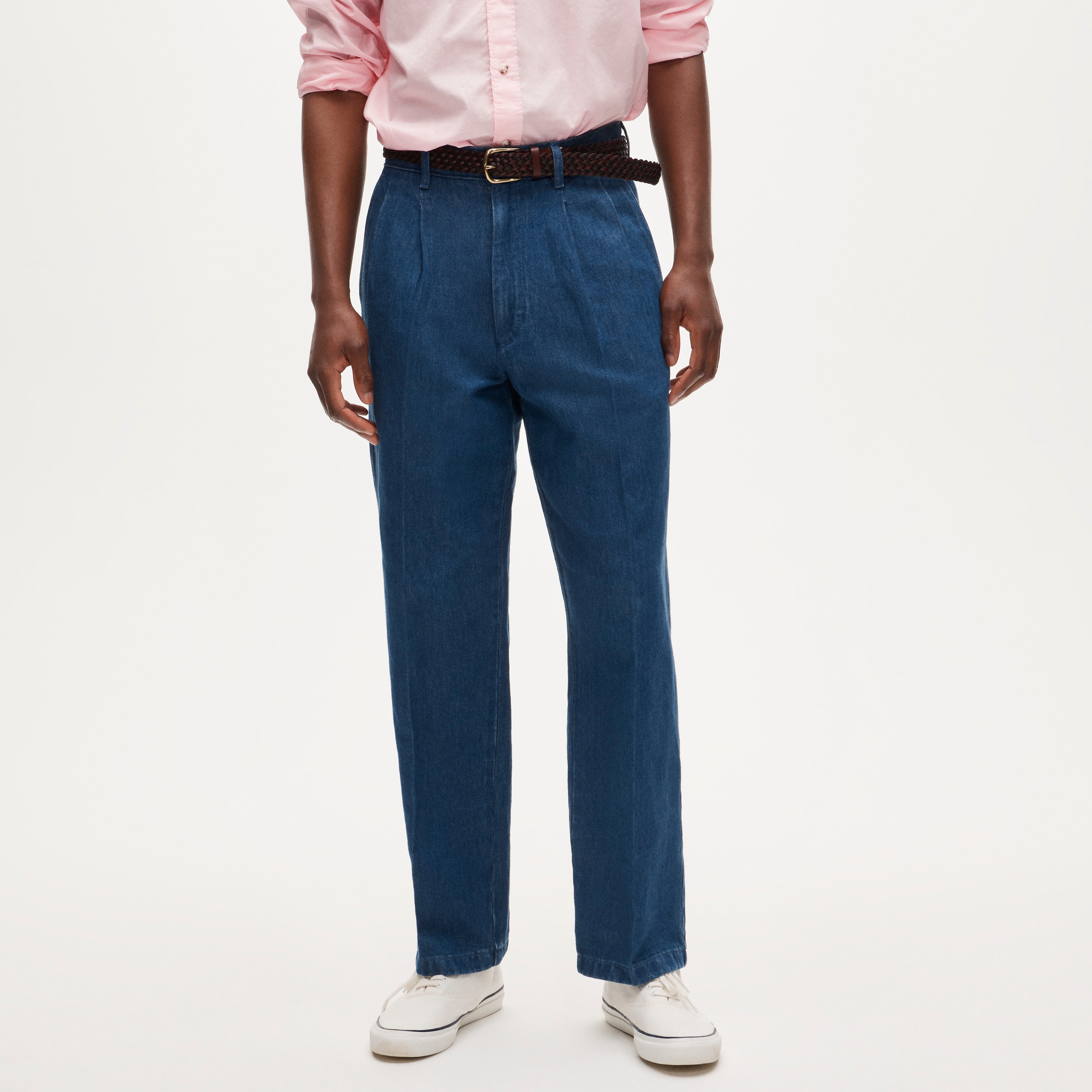 Relaxed-fit Double-pleated Nautical Trouser In Cotton-linen Blend