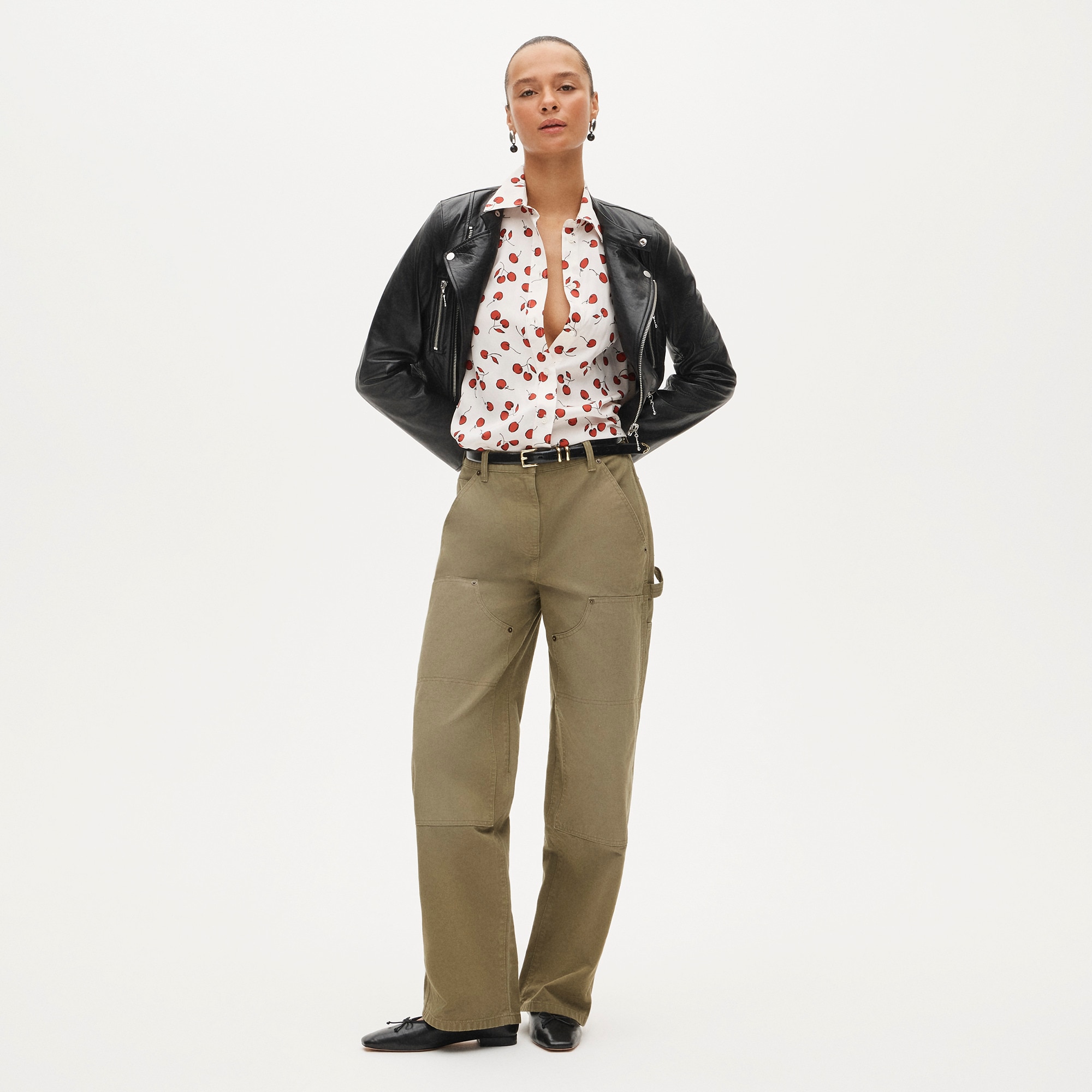 Jules drapey classic-fit shirt in cherry print - image 3