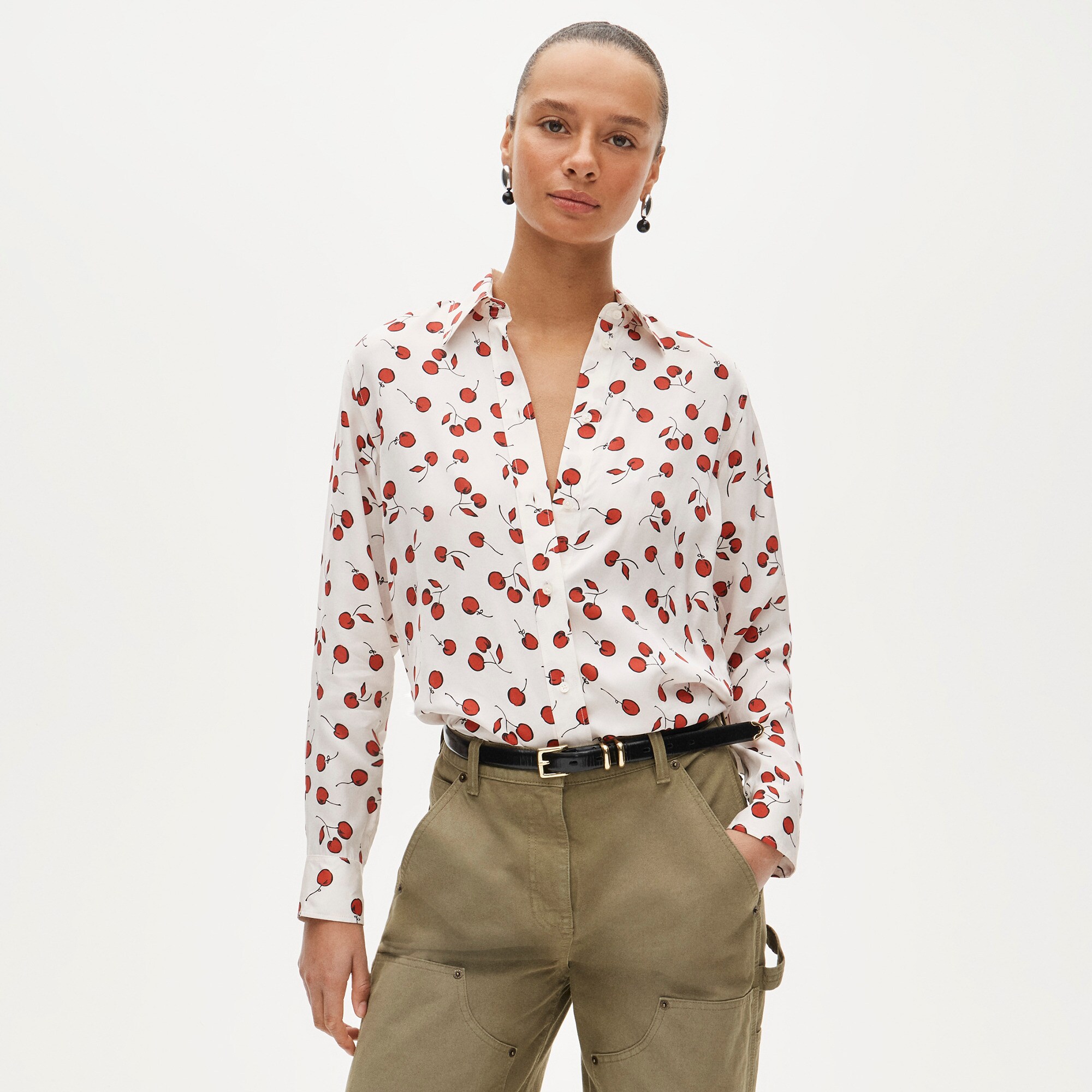 Jules Drapey Classic-fit Shirt In Cherry Print For Women | J.Crew