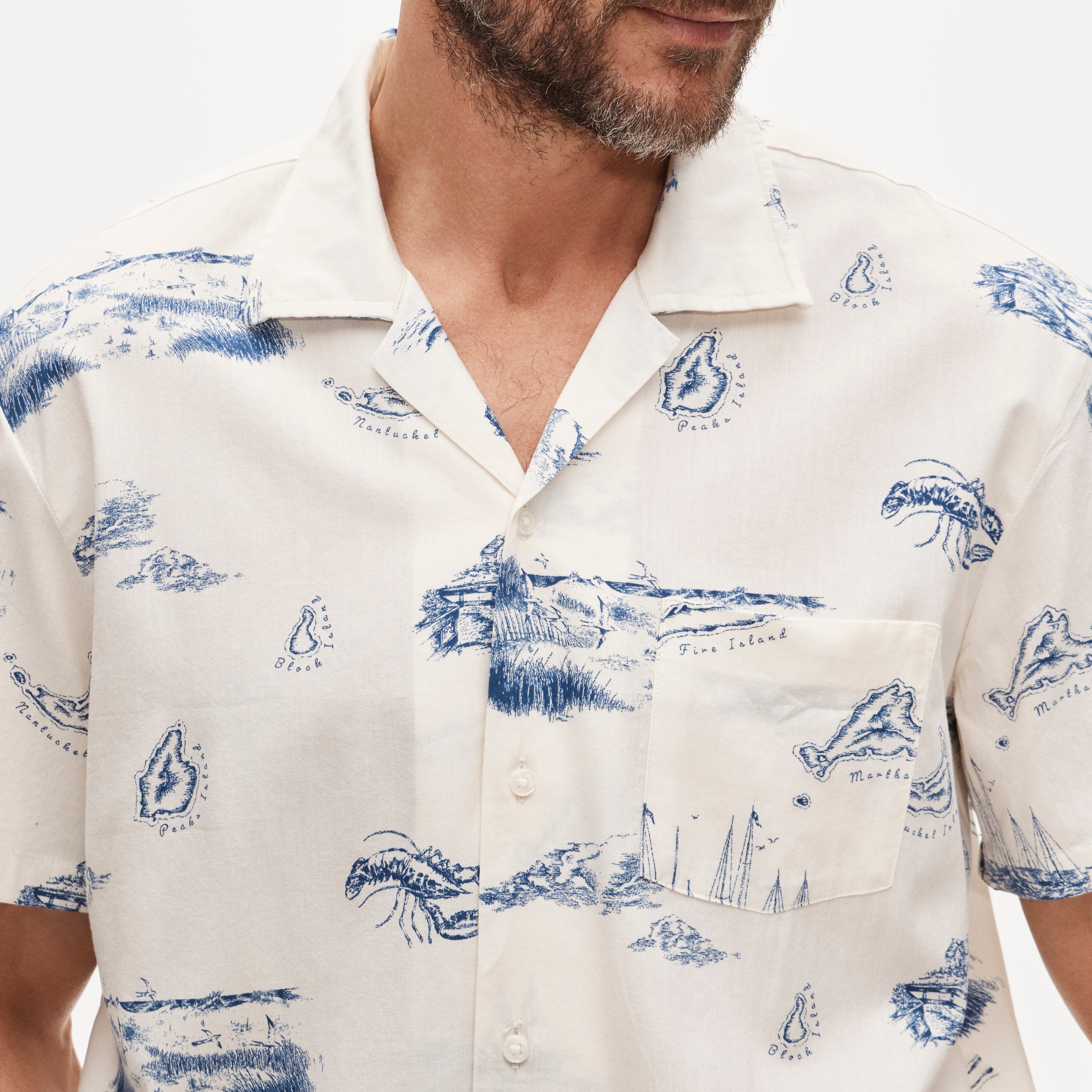 Short-sleeve Camp-collar Shirt In Cotton-viscose Blend For Men | J